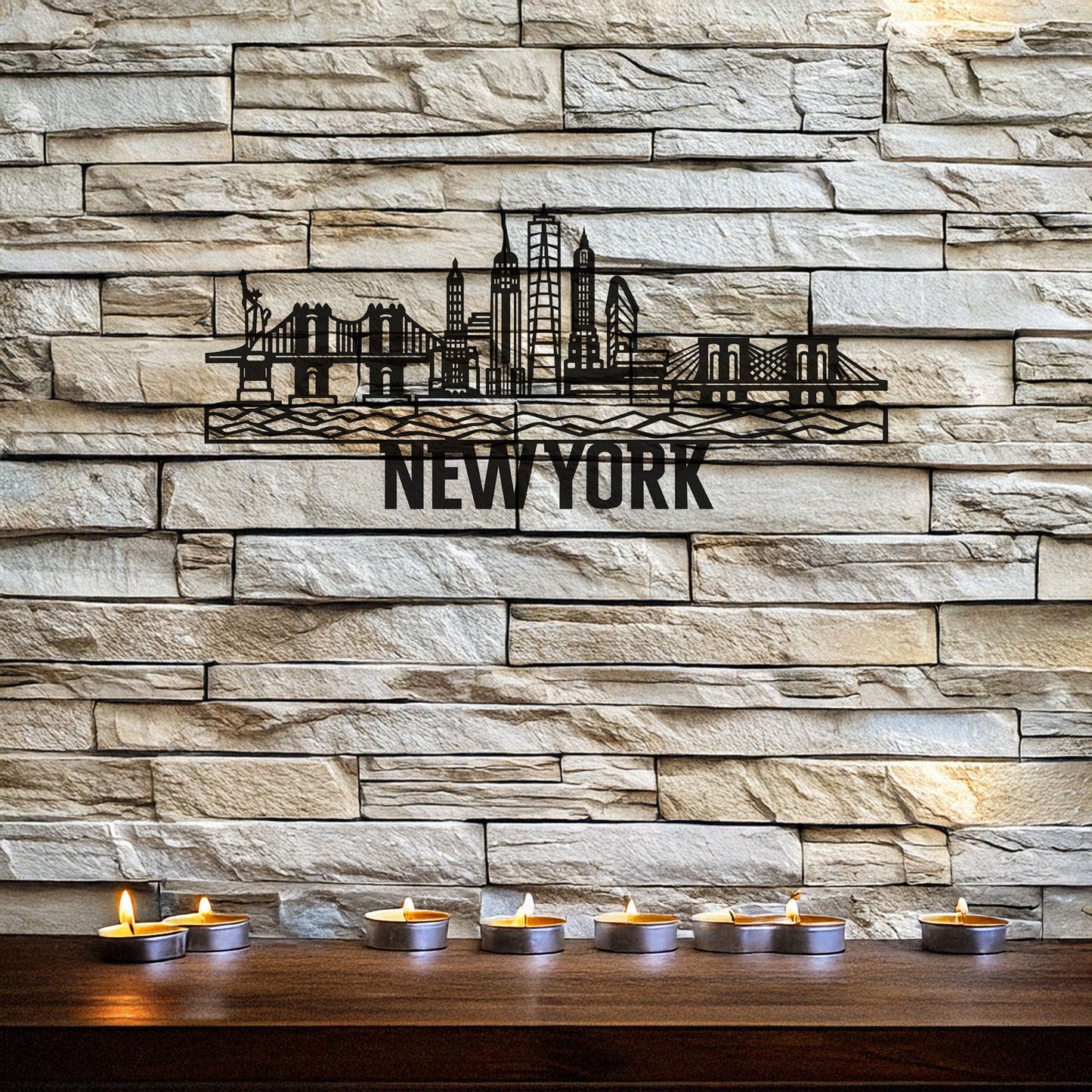 New York City Skyline Laser Cut Metal Wall Decor, Black Metal Art, Modern Cityscape, Wall Art Gift, Home Office Decor, 3 Sizes Available