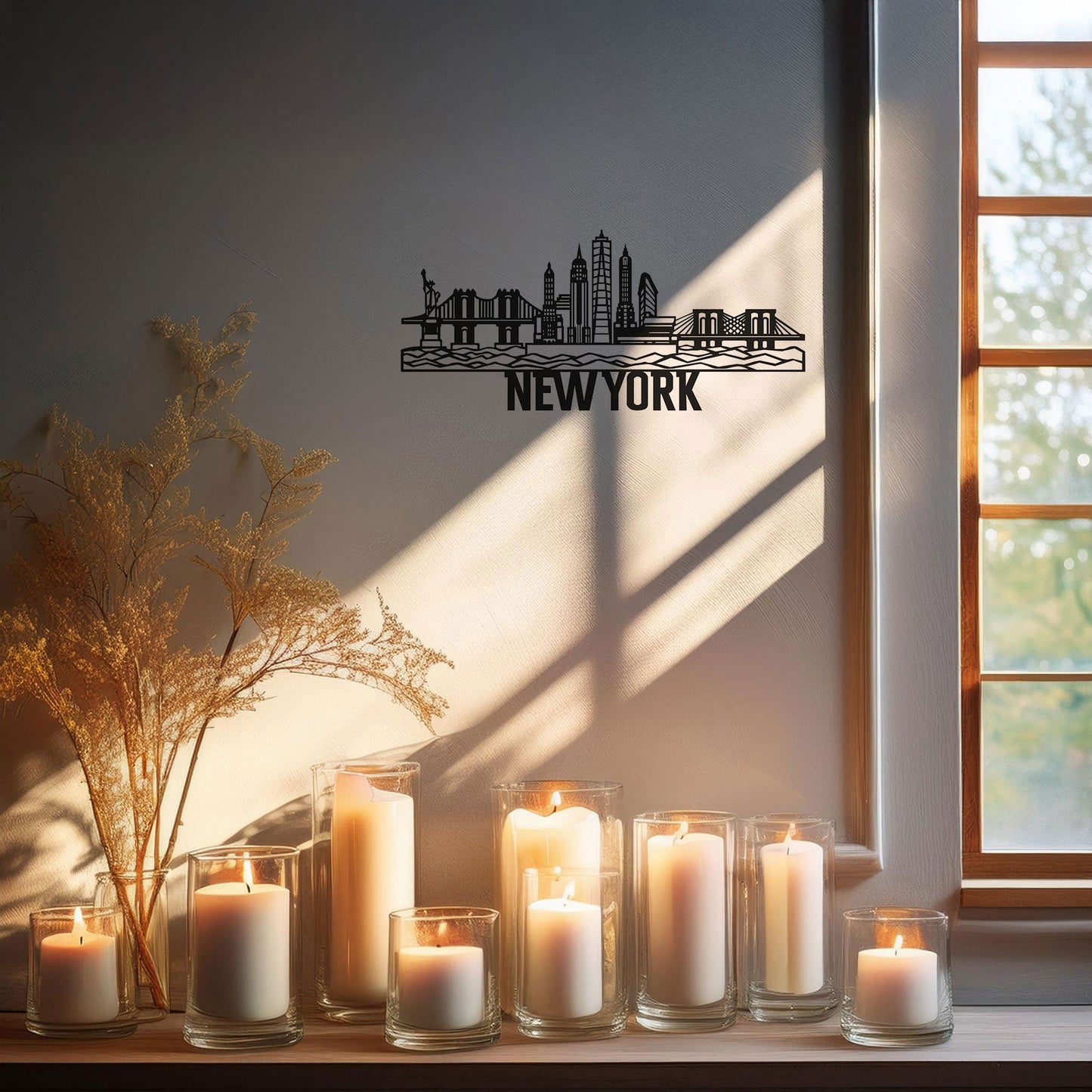 New York City Skyline Laser Cut Metal Wall Decor, Black Metal Art, Modern Cityscape, Wall Art Gift, Home Office Decor, 3 Sizes Available
