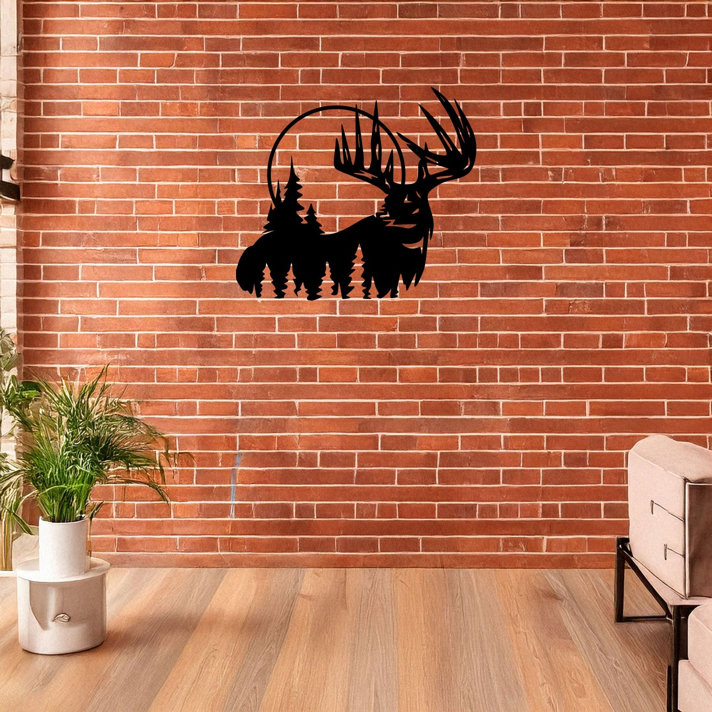 Deer and Forest Laser Cut Metal Wall Decor, Black Rustic Metal Art, Woodland Home Decor, Nature Wall Art Gift, 3 Sizes Available