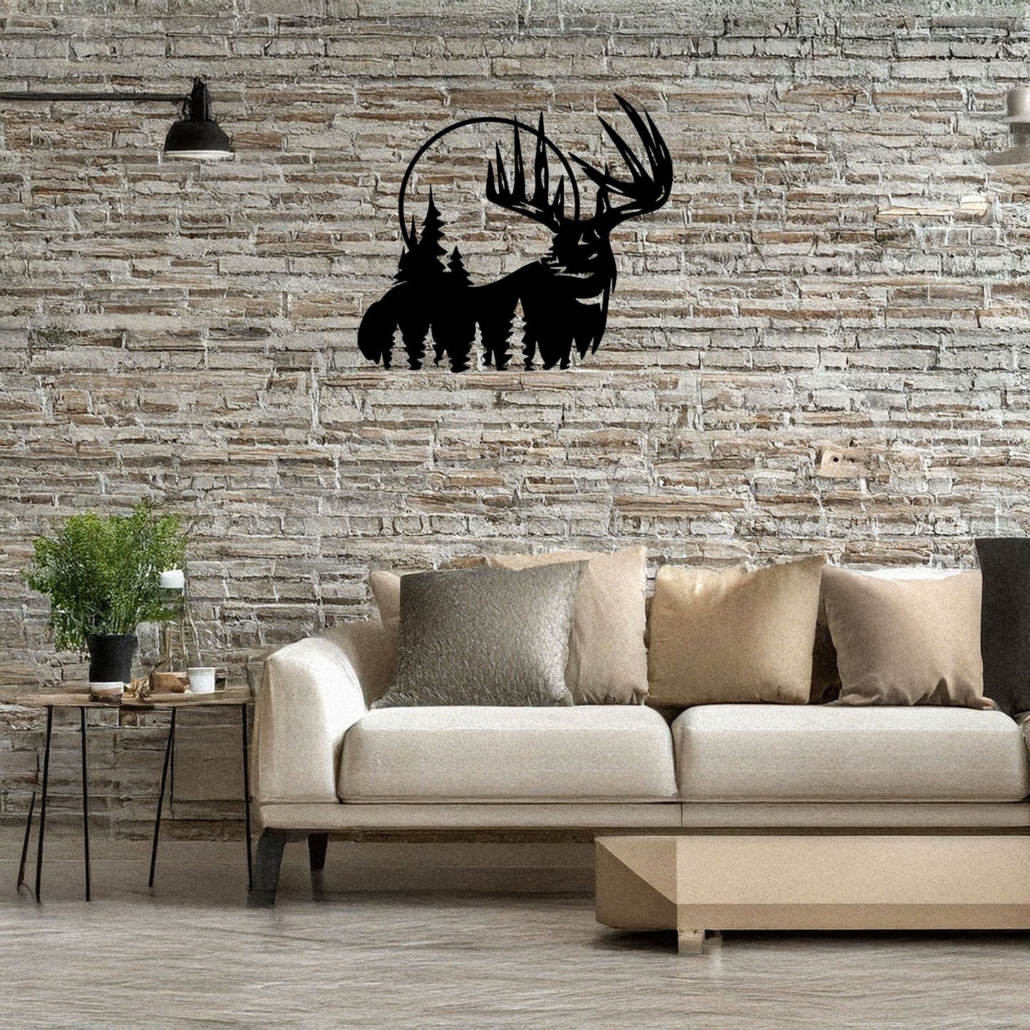 Deer and Forest Laser Cut Metal Wall Decor, Black Rustic Metal Art, Woodland Home Decor, Nature Wall Art Gift, 3 Sizes Available