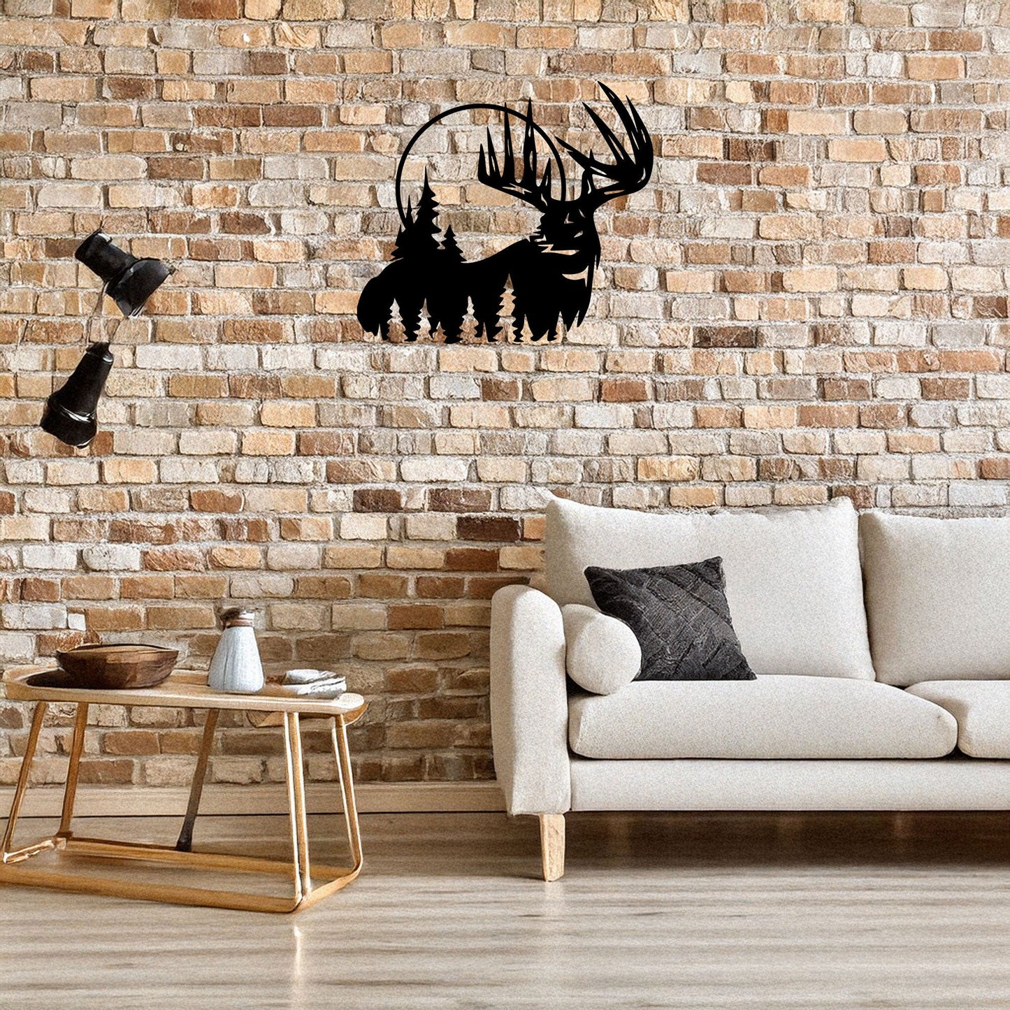 Deer and Forest Laser Cut Metal Wall Decor, Black Rustic Metal Art, Woodland Home Decor, Nature Wall Art Gift, 3 Sizes Available