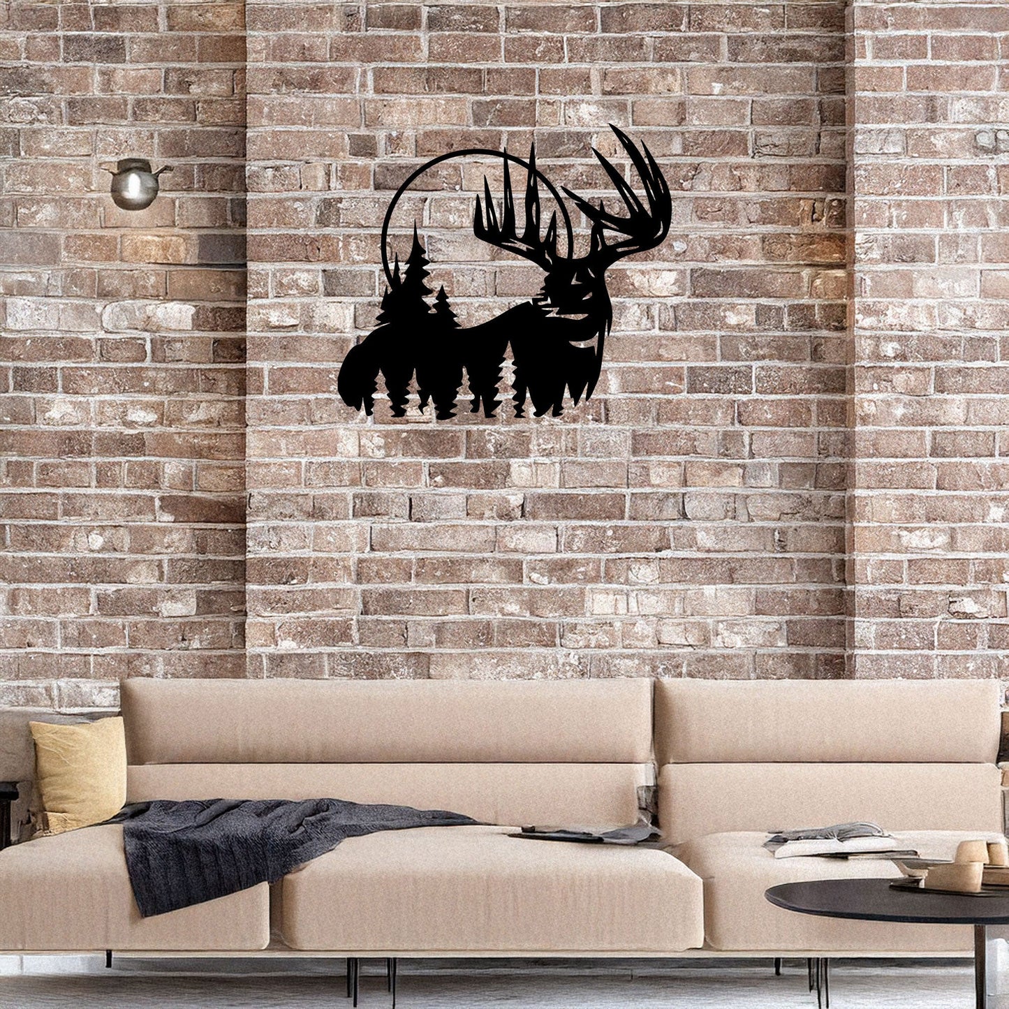 Deer and Forest Laser Cut Metal Wall Decor, Black Rustic Metal Art, Woodland Home Decor, Nature Wall Art Gift, 3 Sizes Available