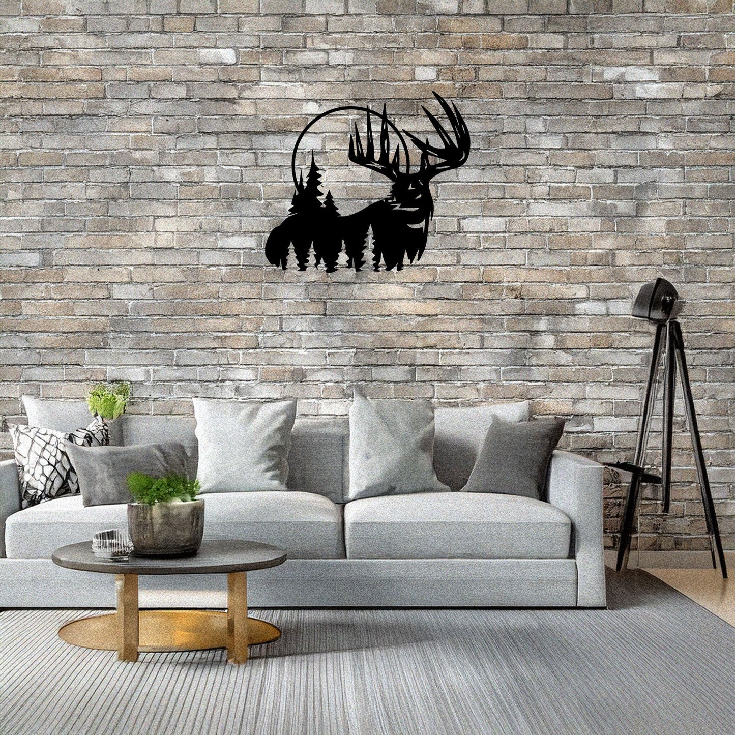 Deer and Forest Laser Cut Metal Wall Decor, Black Rustic Metal Art, Woodland Home Decor, Nature Wall Art Gift, 3 Sizes Available