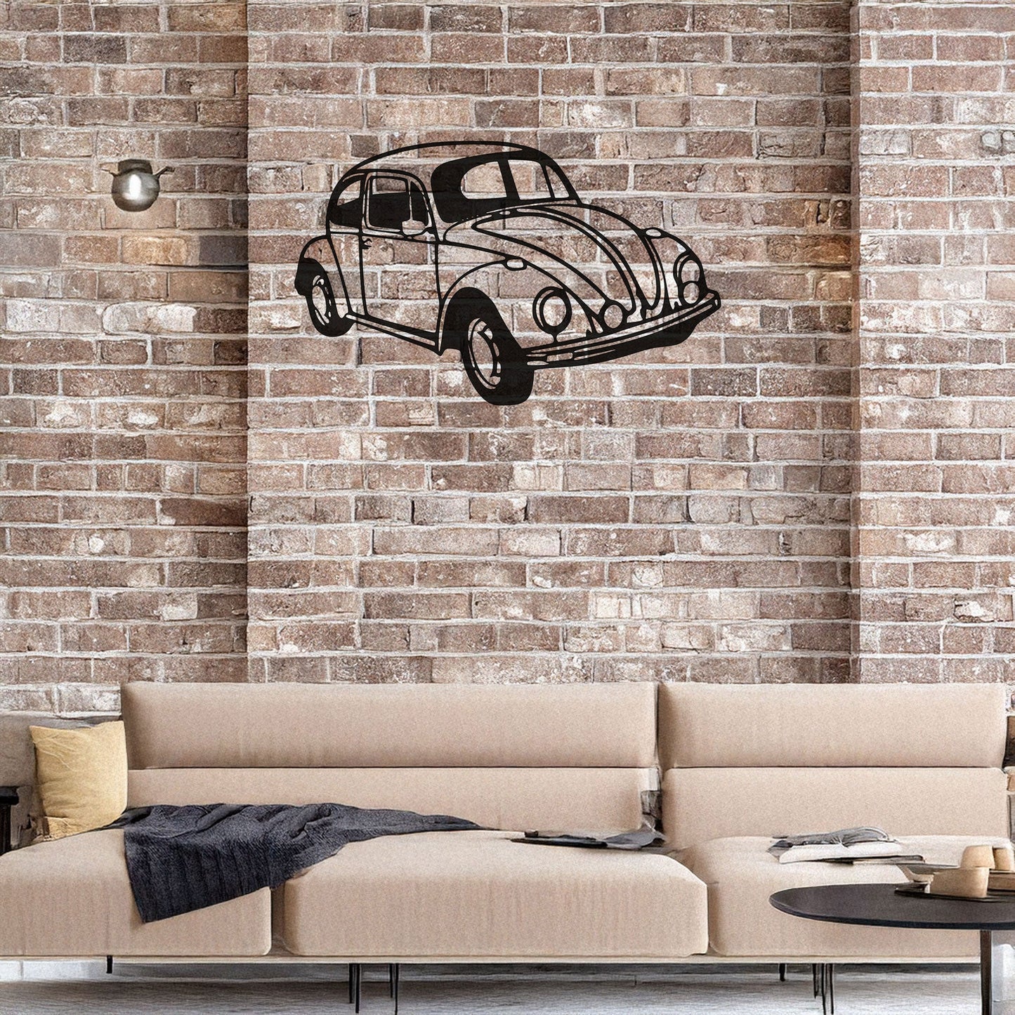 Classic VW Beetle Laser Cut Metal Wall Art - Retro Car Decor Gift, Black Metal Art for Auto Enthusiasts, Three Sizes Available