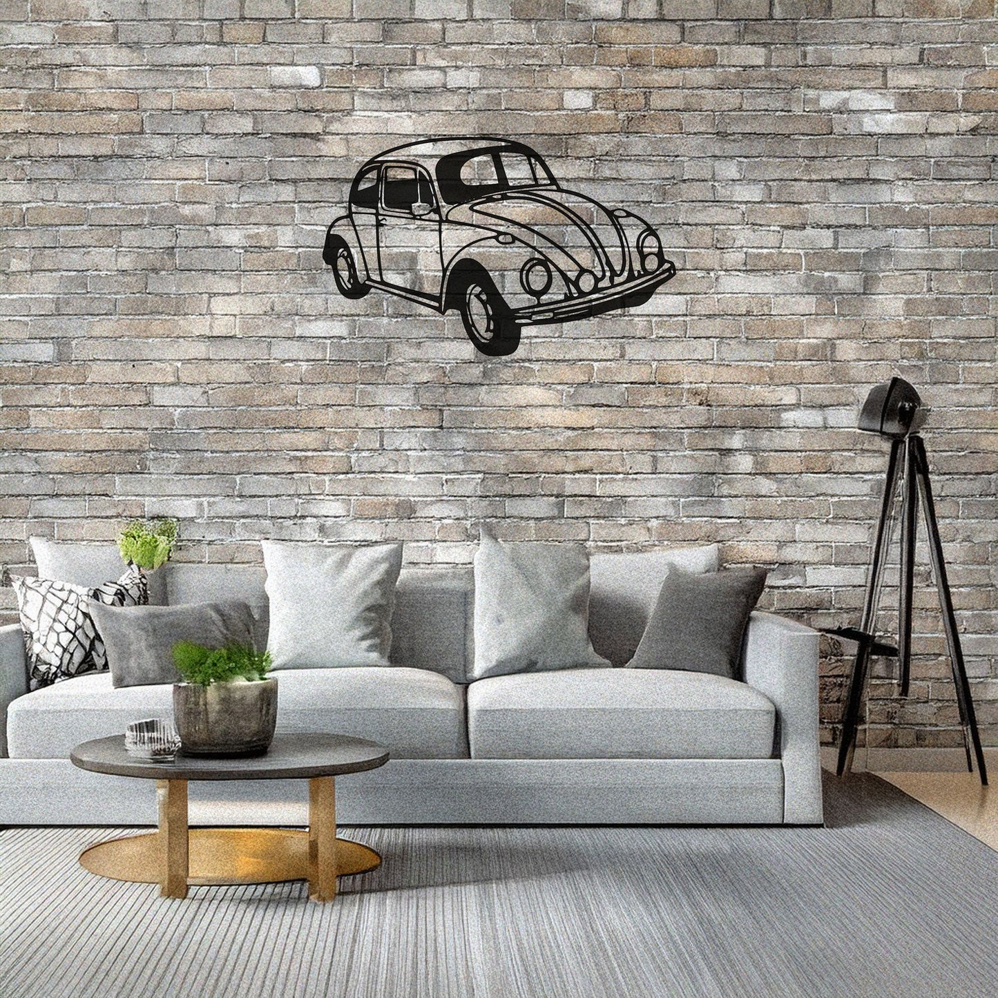 Classic VW Beetle Laser Cut Metal Wall Art - Retro Car Decor Gift, Black Metal Art for Auto Enthusiasts, Three Sizes Available