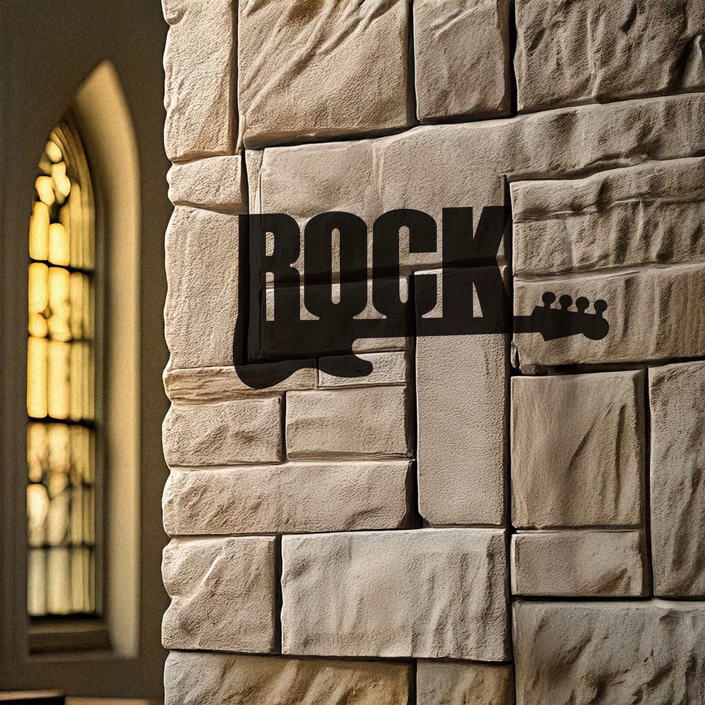Rock Guitar Laser Cut Metal Wall Art - Music Decor for Rock Enthusiasts, Black Metal Guitar Sign, 3 Sizes for Music Lovers
