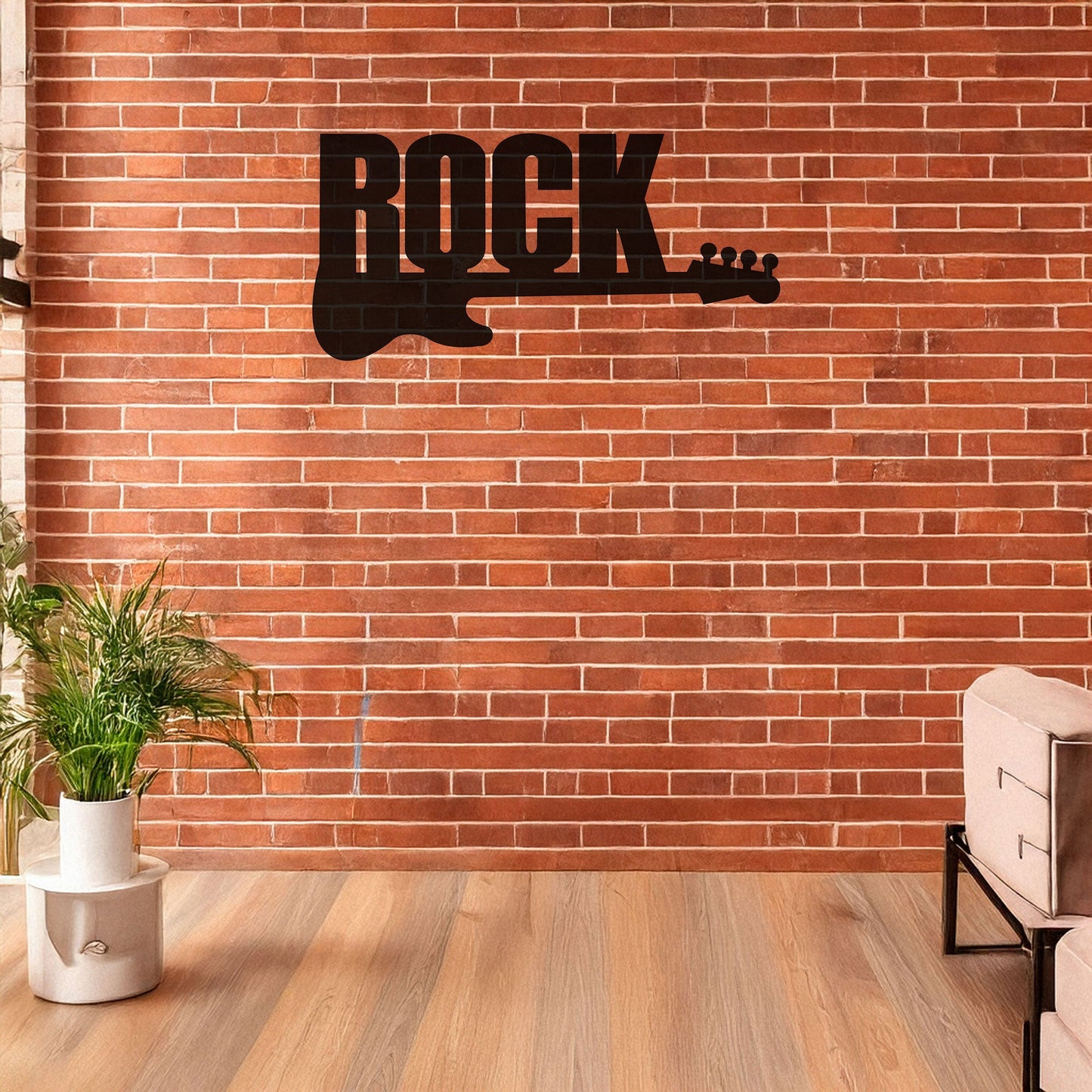 Rock Guitar Laser Cut Metal Wall Art - Music Decor for Rock Enthusiasts, Black Metal Guitar Sign, 3 Sizes for Music Lovers