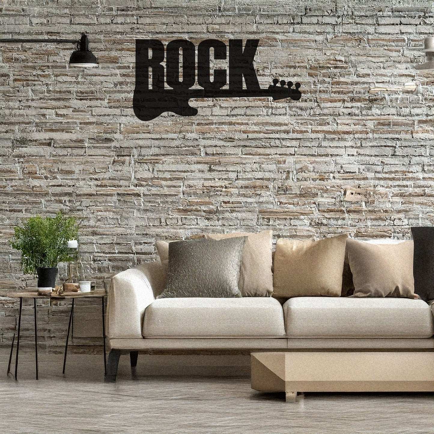Rock Guitar Laser Cut Metal Wall Art - Music Decor for Rock Enthusiasts, Black Metal Guitar Sign, 3 Sizes for Music Lovers