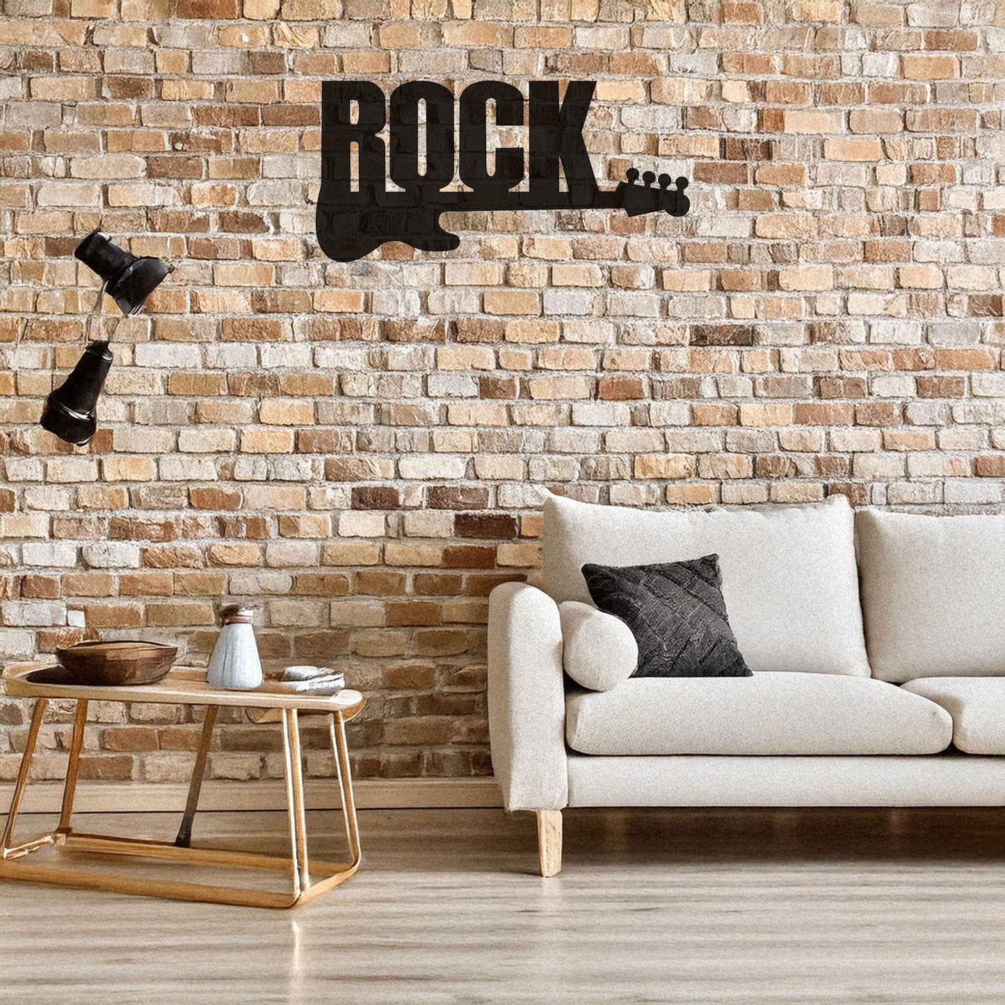 Rock Guitar Laser Cut Metal Wall Art - Music Decor for Rock Enthusiasts, Black Metal Guitar Sign, 3 Sizes for Music Lovers
