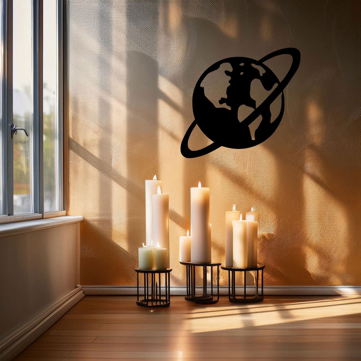 Saturn Laser Cut Metal Wall Art - Black Planet Design, 3 Size Options, Space Themed Home Decor, Gift for Astronomy Lovers