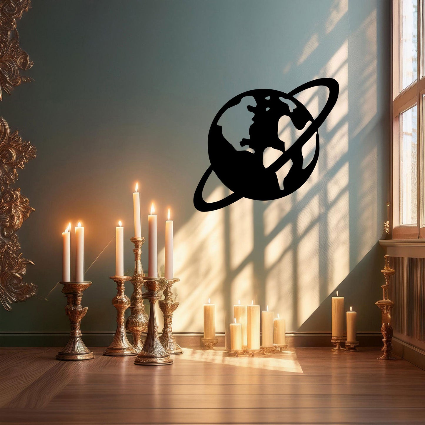 Saturn Laser Cut Metal Wall Art - Black Planet Design, 3 Size Options, Space Themed Home Decor, Gift for Astronomy Lovers