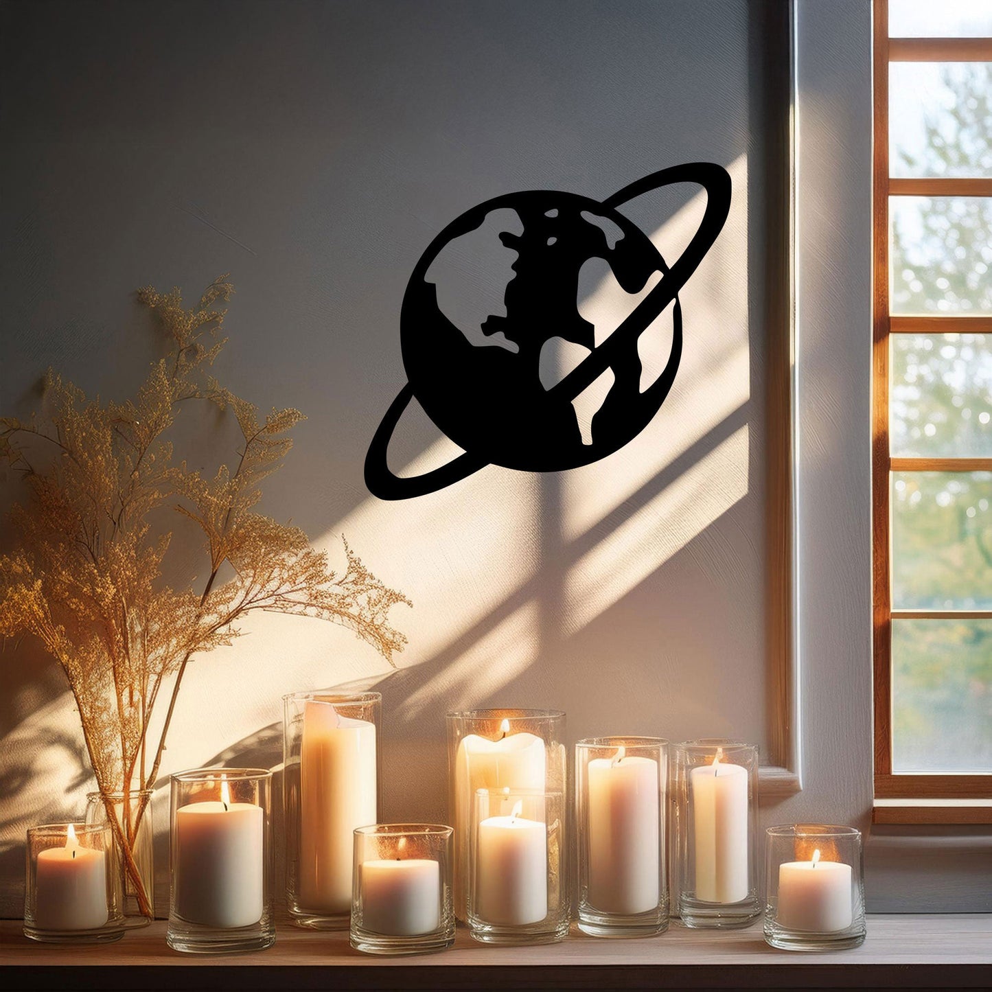 Saturn Laser Cut Metal Wall Art - Black Planet Design, 3 Size Options, Space Themed Home Decor, Gift for Astronomy Lovers