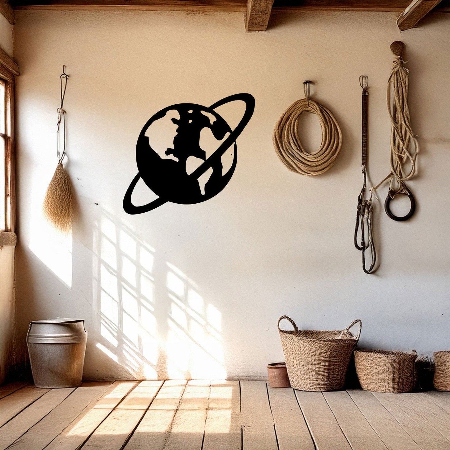 Saturn Laser Cut Metal Wall Art - Black Planet Design, 3 Size Options, Space Themed Home Decor, Gift for Astronomy Lovers