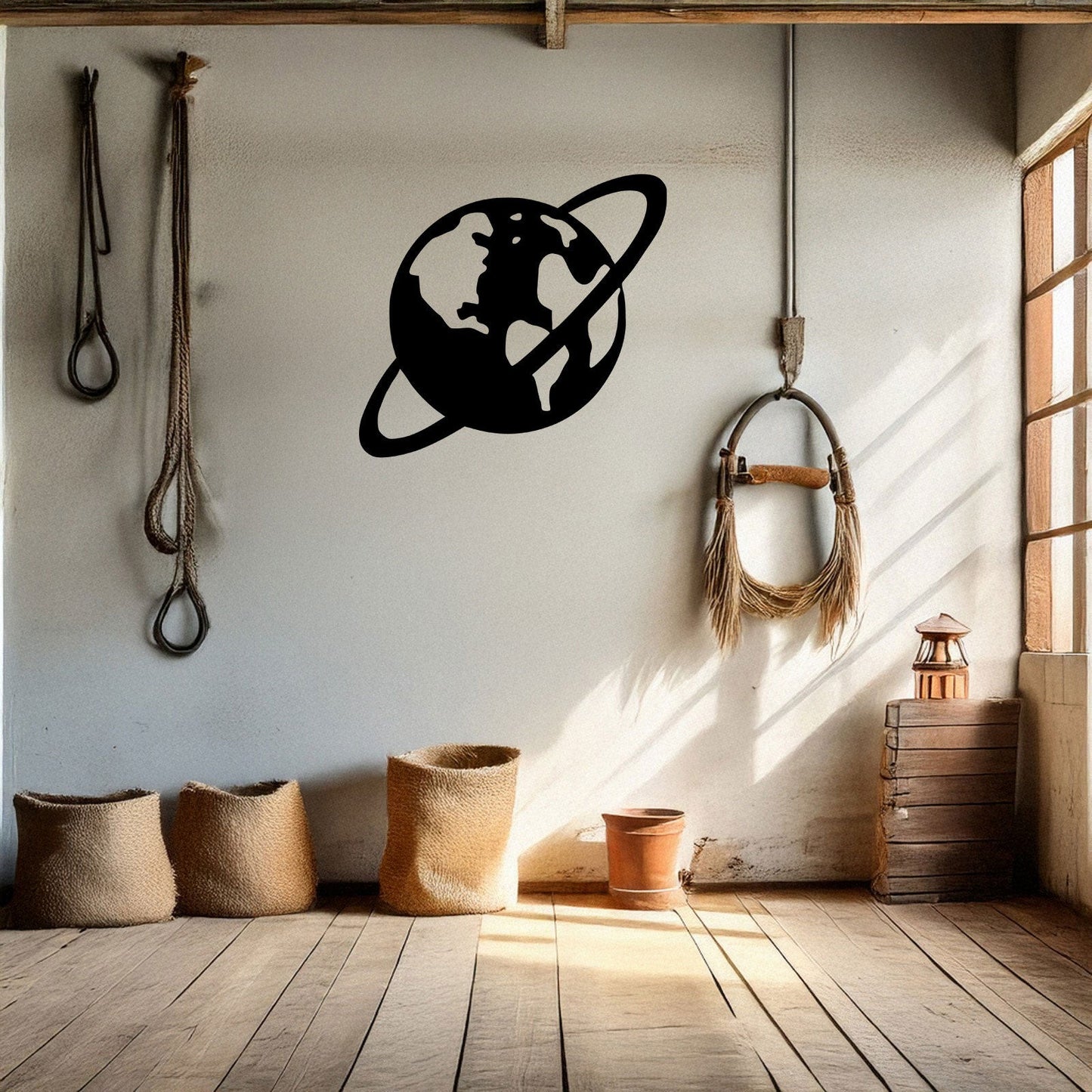 Saturn Laser Cut Metal Wall Art - Black Planet Design, 3 Size Options, Space Themed Home Decor, Gift for Astronomy Lovers