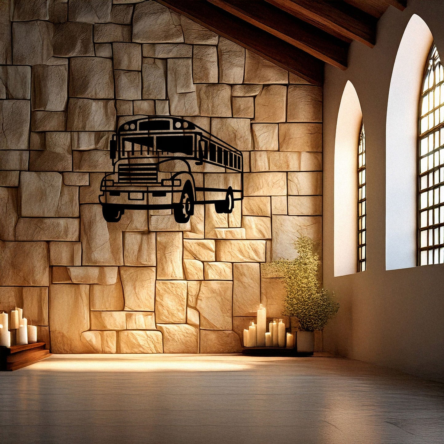 School Bus Laser Cut Metal Wall Art - Black Metal Decor for Teachers, Kids' Room, Transportation Theme, Gift for School Enthusiasts