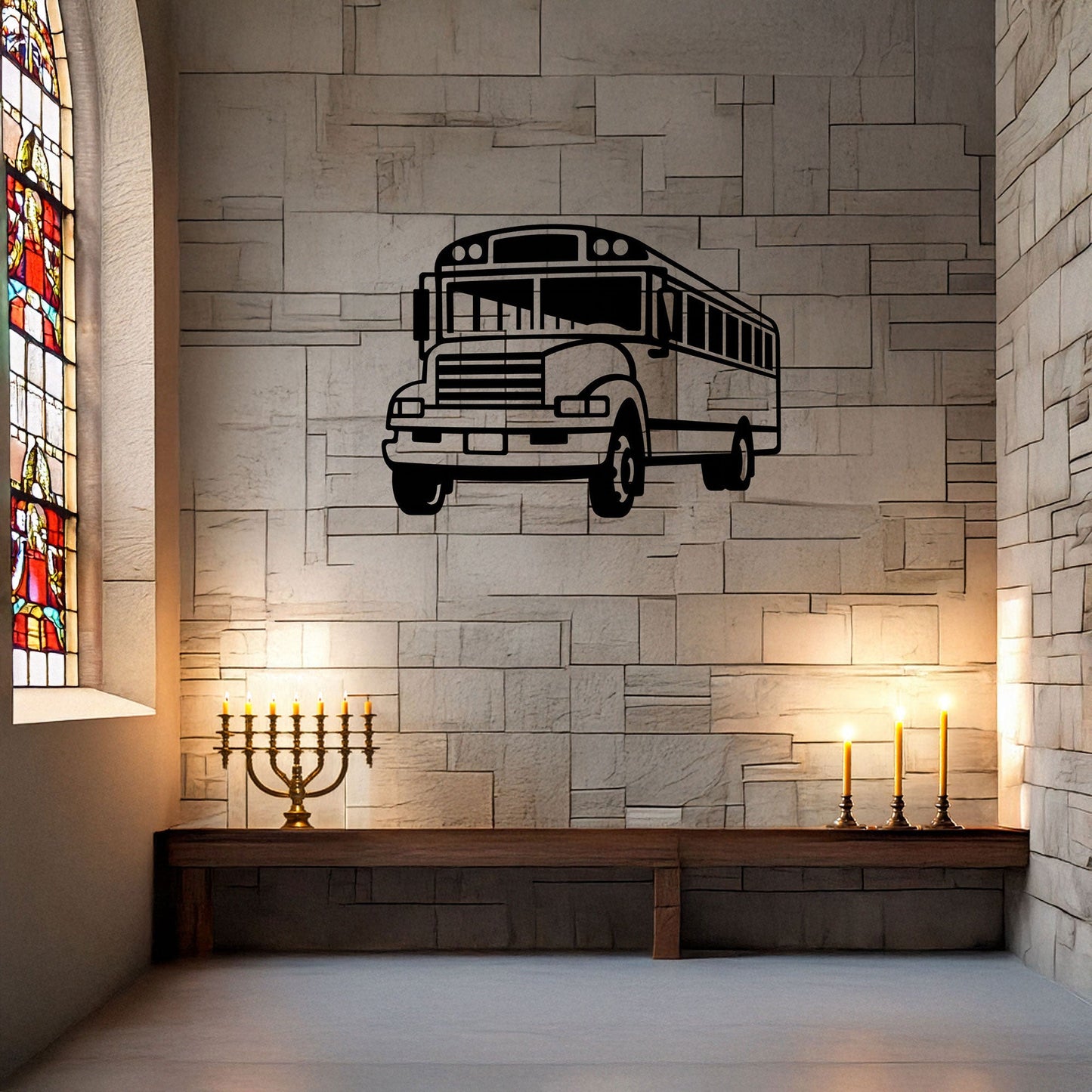 School Bus Laser Cut Metal Wall Art - Black Metal Decor for Teachers, Kids' Room, Transportation Theme, Gift for School Enthusiasts