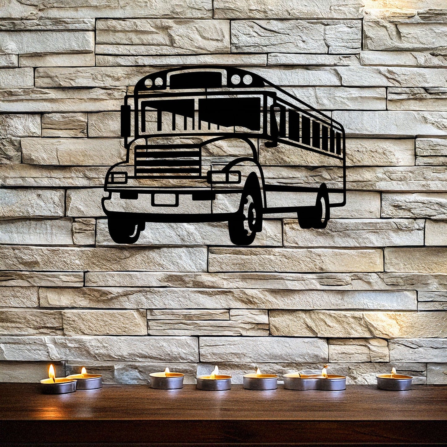 School Bus Laser Cut Metal Wall Art - Black Metal Decor for Teachers, Kids' Room, Transportation Theme, Gift for School Enthusiasts