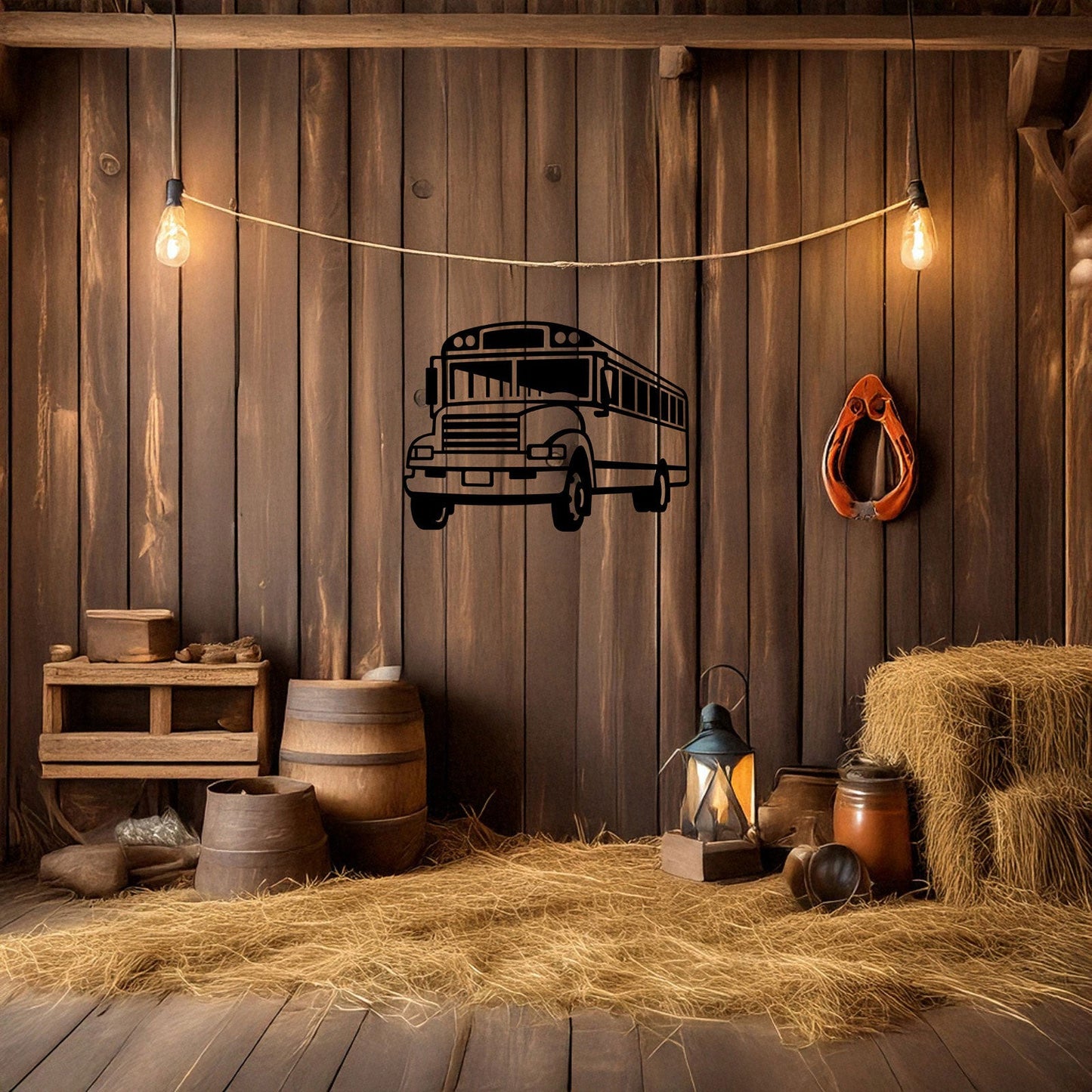 School Bus Laser Cut Metal Wall Art - Black Metal Decor for Teachers, Kids' Room, Transportation Theme, Gift for School Enthusiasts
