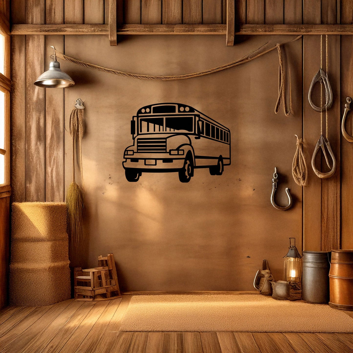 School Bus Laser Cut Metal Wall Art - Black Metal Decor for Teachers, Kids' Room, Transportation Theme, Gift for School Enthusiasts