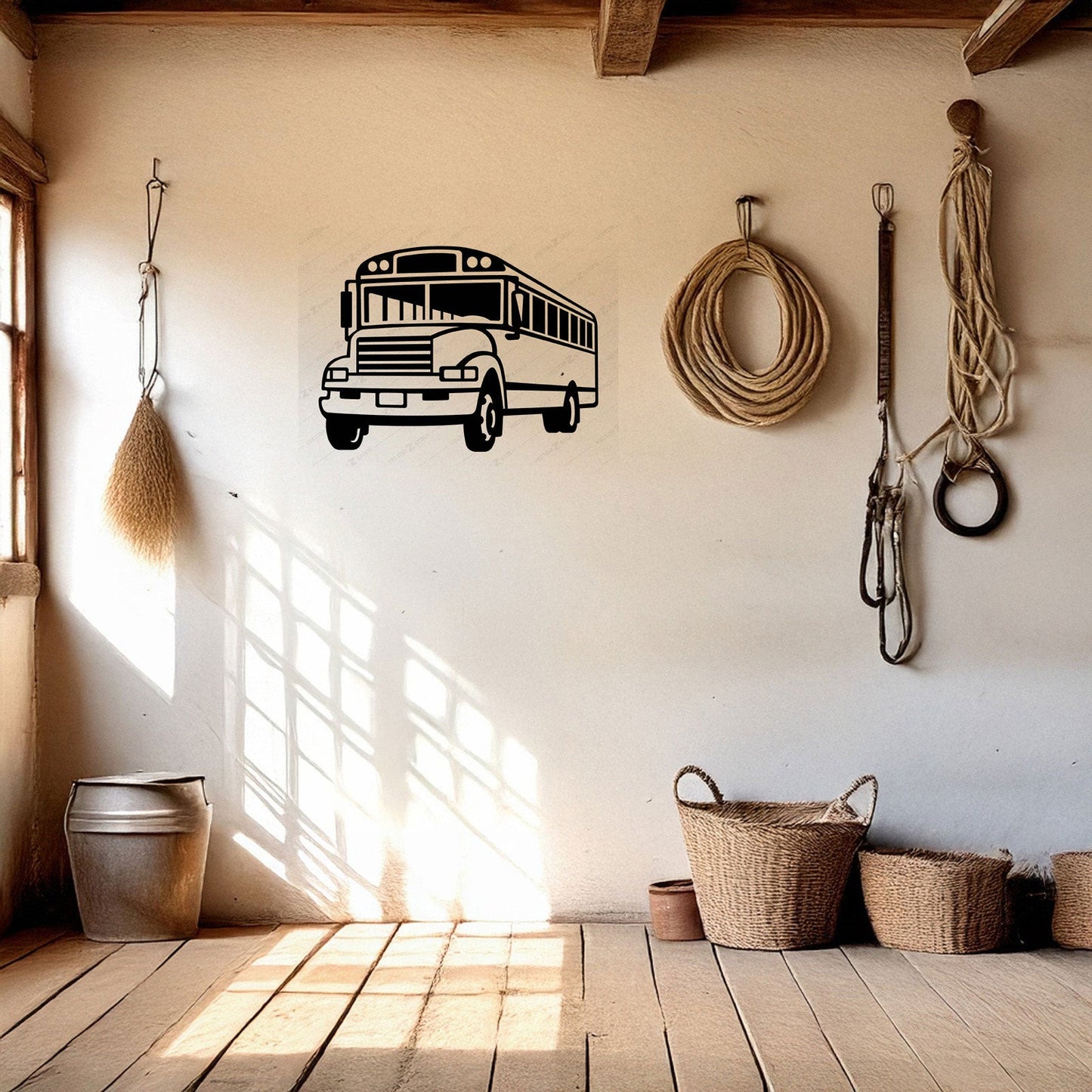 School Bus Laser Cut Metal Wall Art - Black Metal Decor for Teachers, Kids' Room, Transportation Theme, Gift for School Enthusiasts