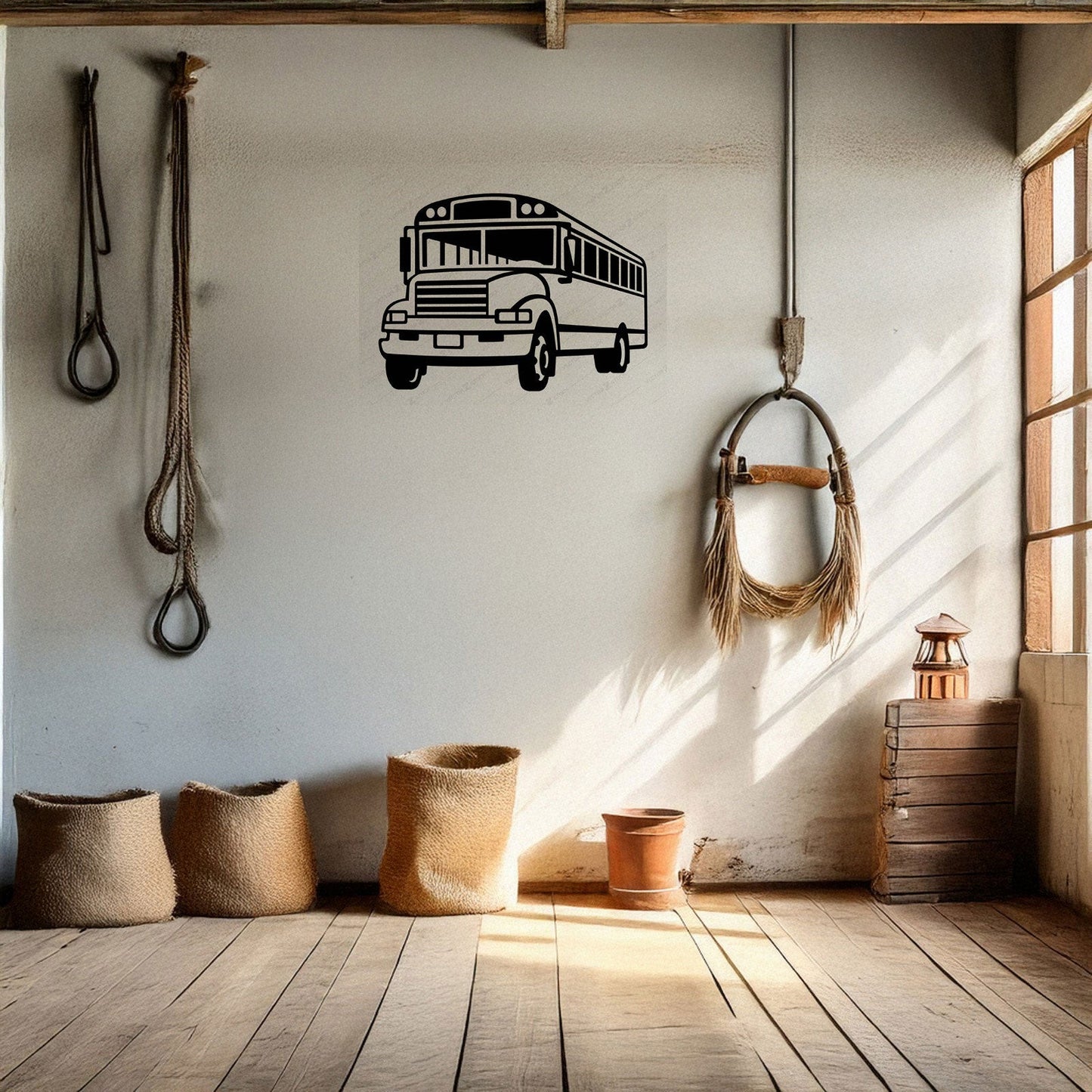 School Bus Laser Cut Metal Wall Art - Black Metal Decor for Teachers, Kids' Room, Transportation Theme, Gift for School Enthusiasts