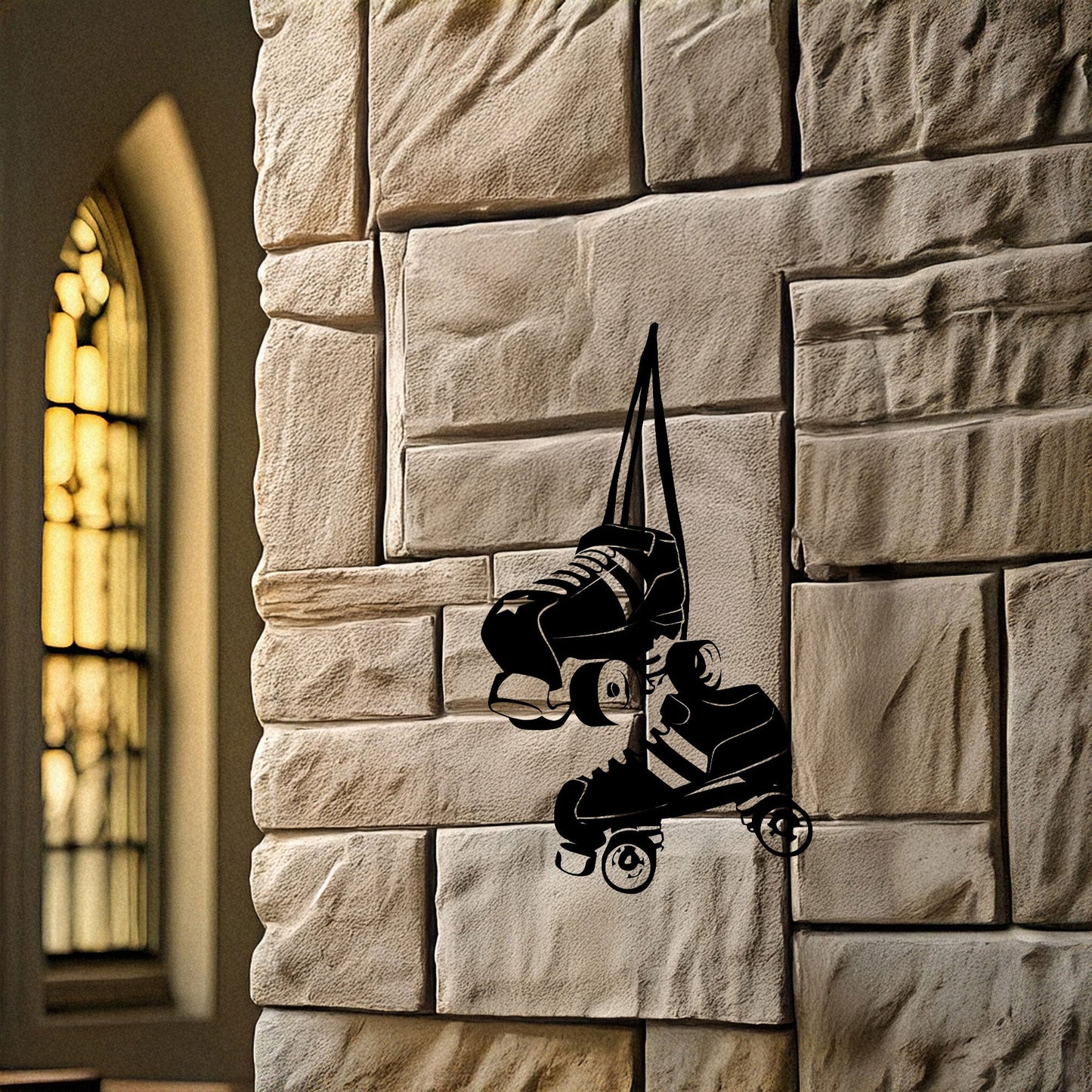 Roller Skate Laser Cut Metal Wall Art - Retro Roller Skate Decor, Black Metal Artwork, Gift for Skaters, 3 Size Options