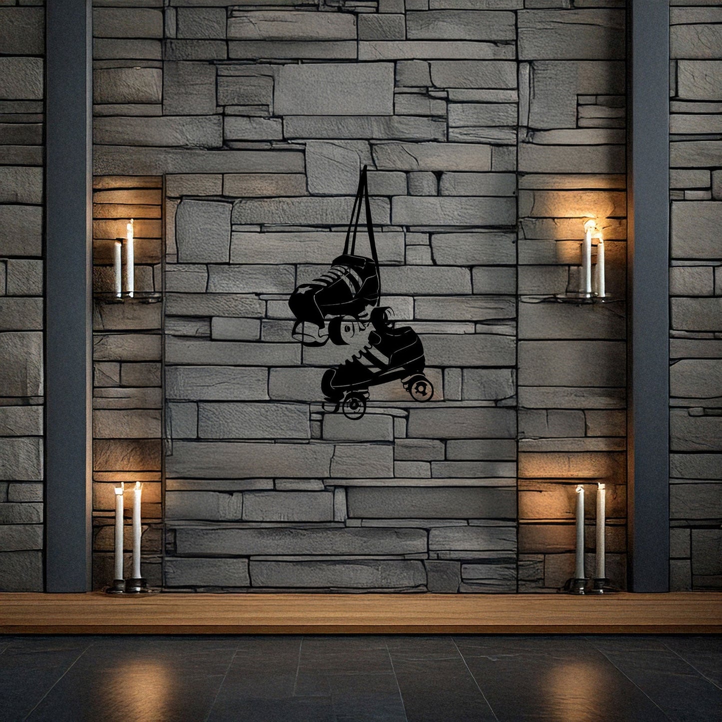 Roller Skate Laser Cut Metal Wall Art - Retro Roller Skate Decor, Black Metal Artwork, Gift for Skaters, 3 Size Options