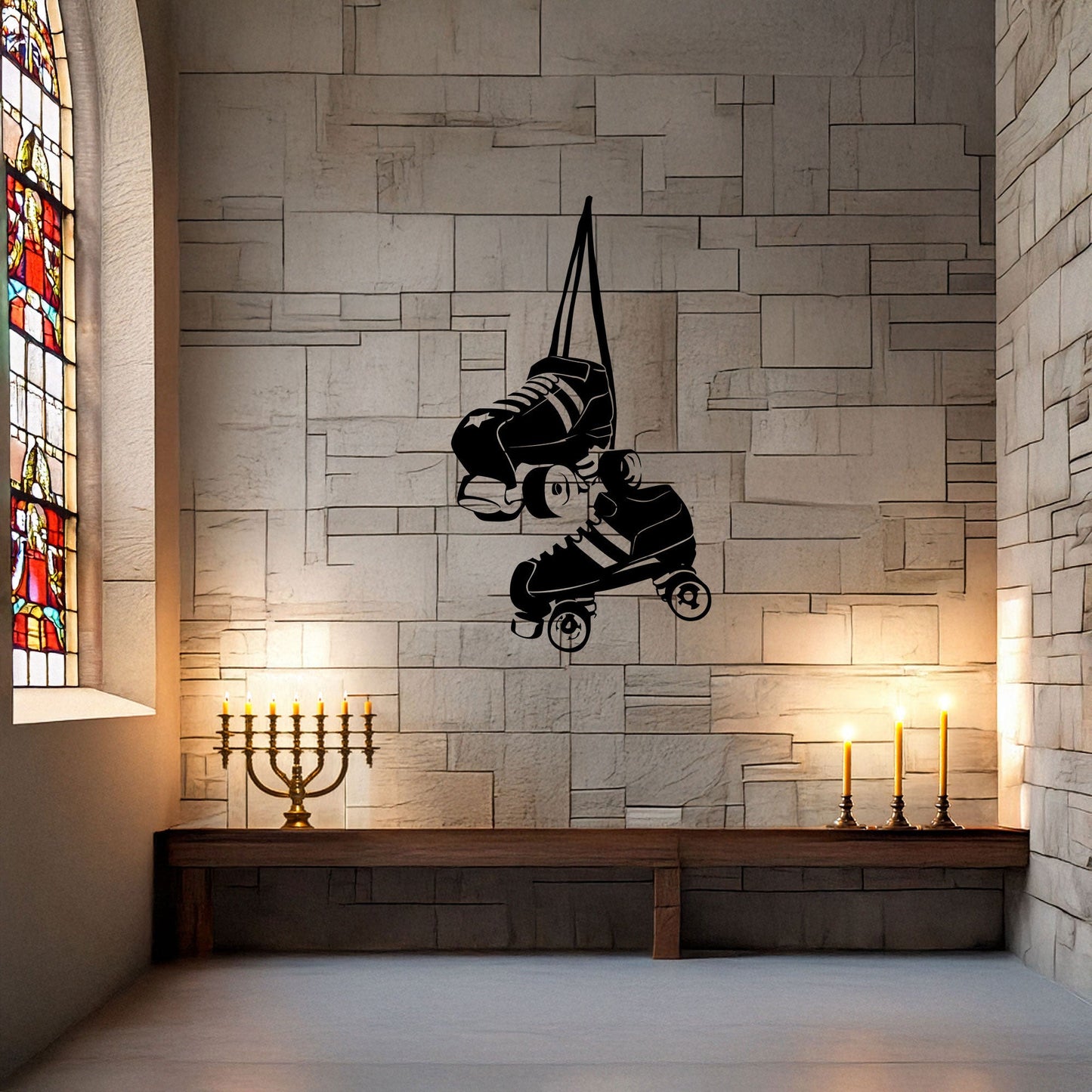 Roller Skate Laser Cut Metal Wall Art - Retro Roller Skate Decor, Black Metal Artwork, Gift for Skaters, 3 Size Options