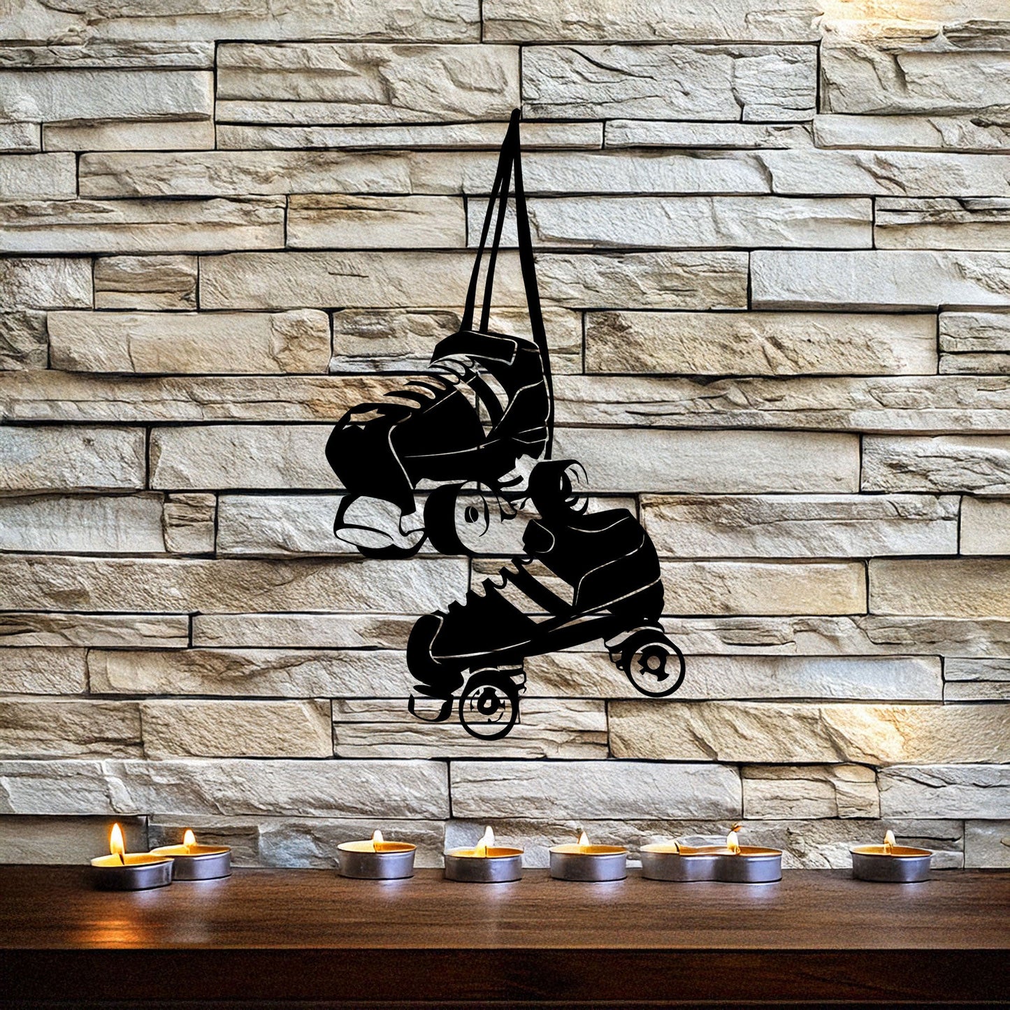 Roller Skate Laser Cut Metal Wall Art - Retro Roller Skate Decor, Black Metal Artwork, Gift for Skaters, 3 Size Options