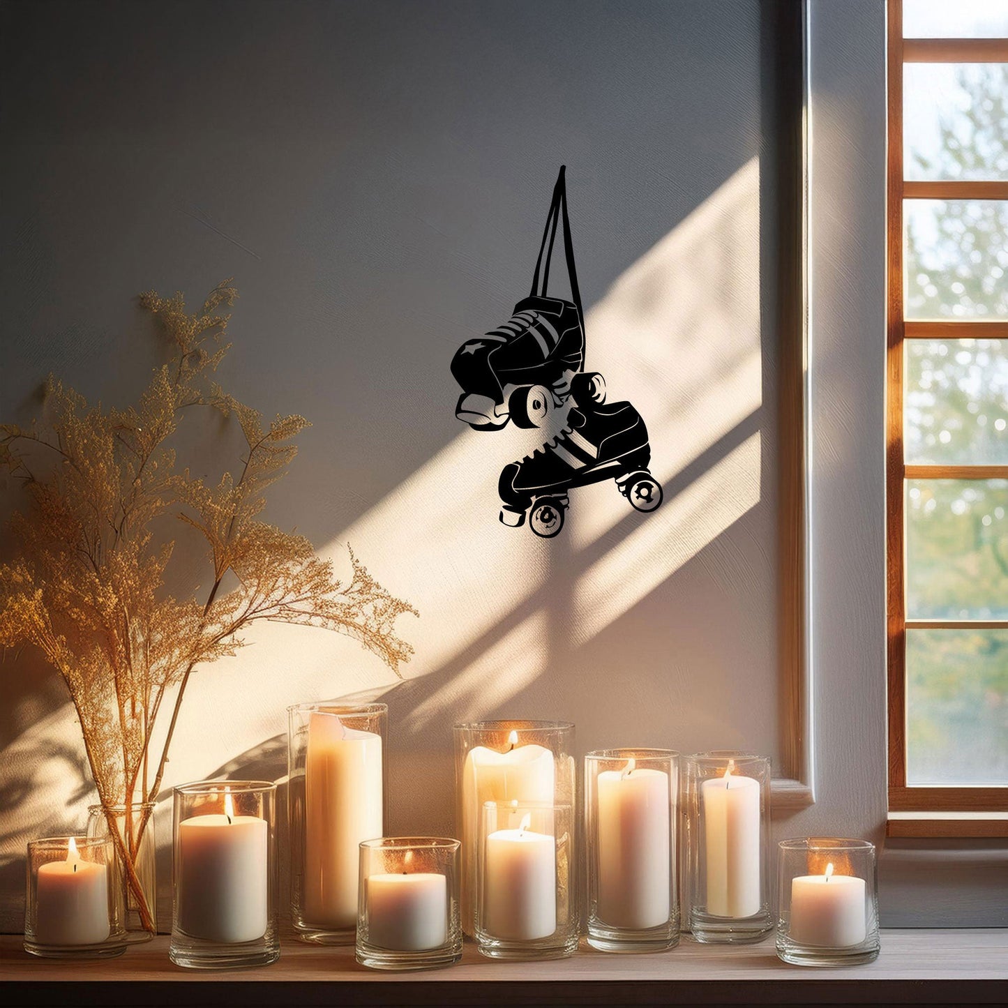 Roller Skate Laser Cut Metal Wall Art - Retro Roller Skate Decor, Black Metal Artwork, Gift for Skaters, 3 Size Options