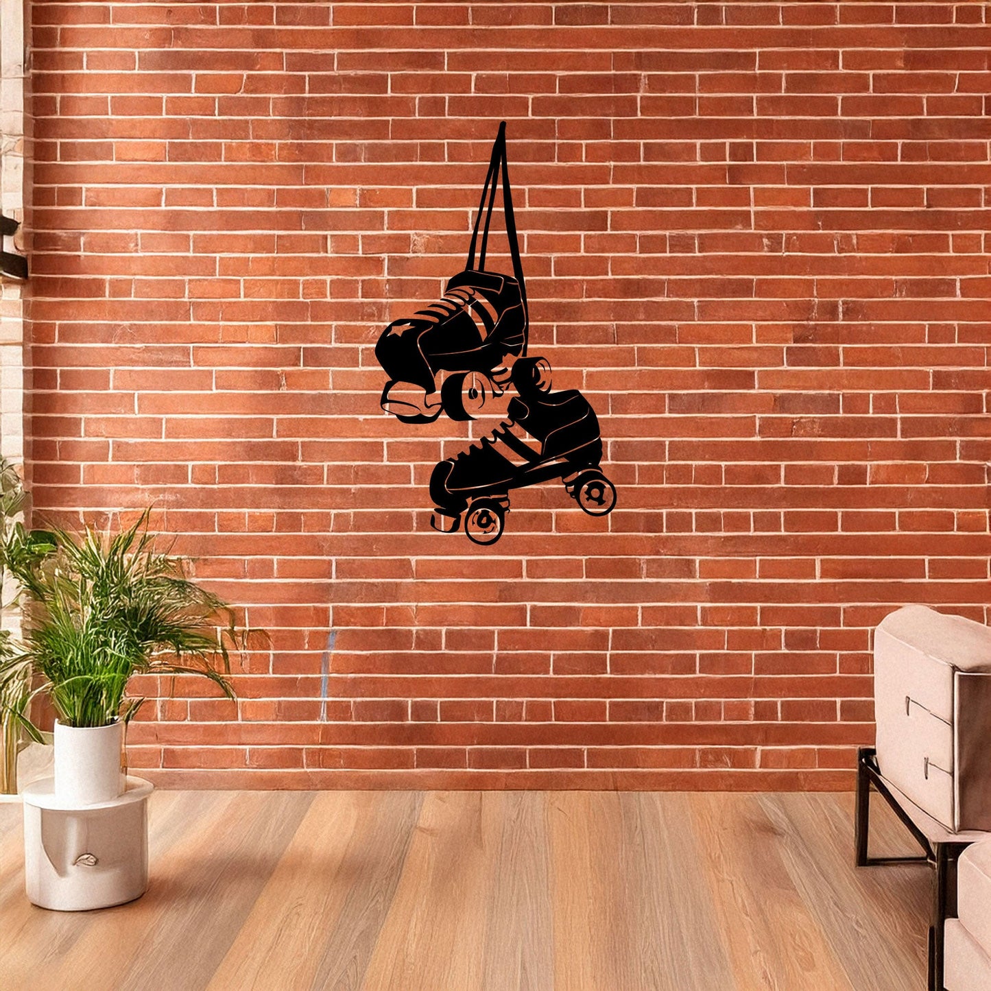 Roller Skate Laser Cut Metal Wall Art - Retro Roller Skate Decor, Black Metal Artwork, Gift for Skaters, 3 Size Options