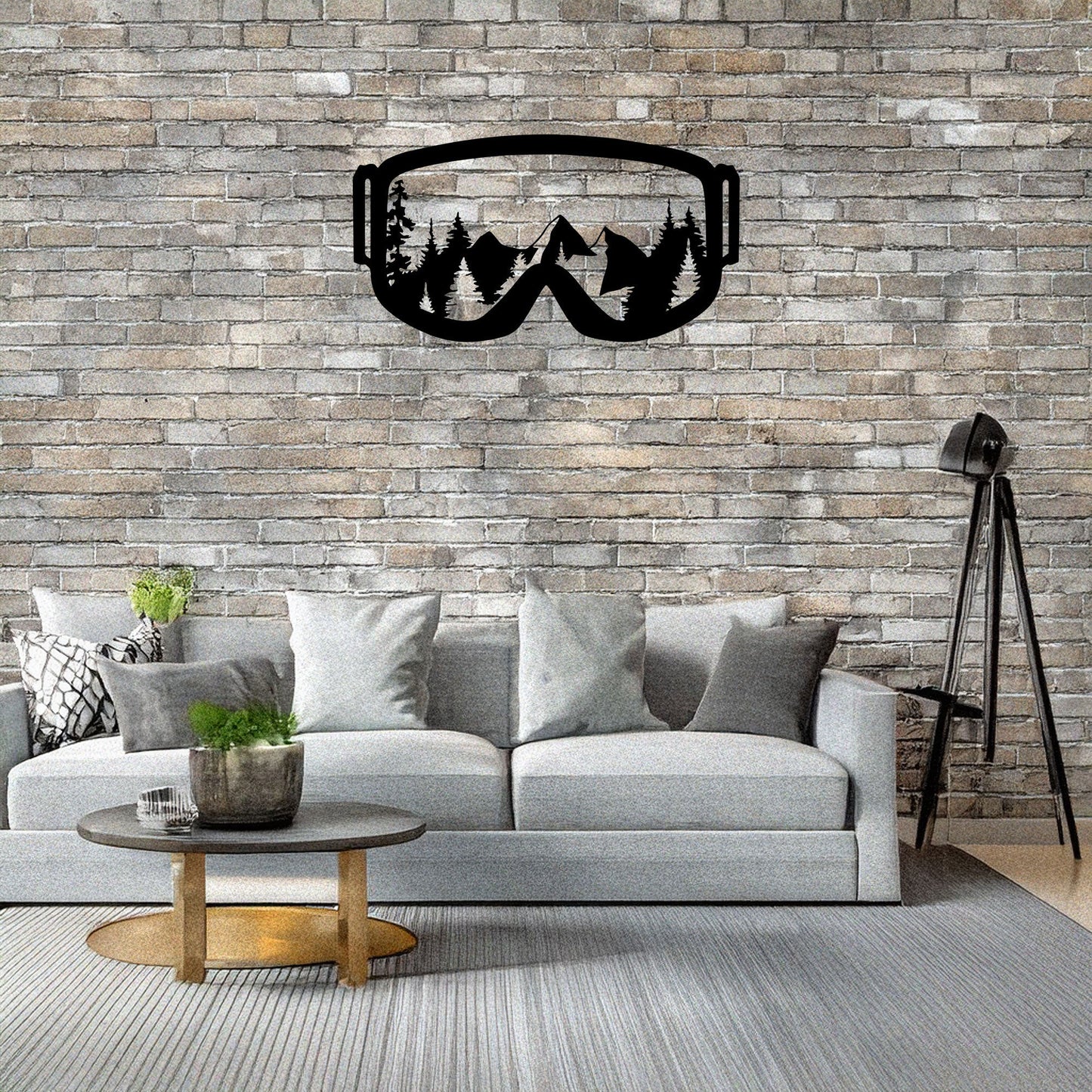 Ski Goggles Laser Cut Metal Wall Art - Mountain View Decor, Black Metal Artwork, Gift for Skiers & Snowboarders, 3 Sizes Available