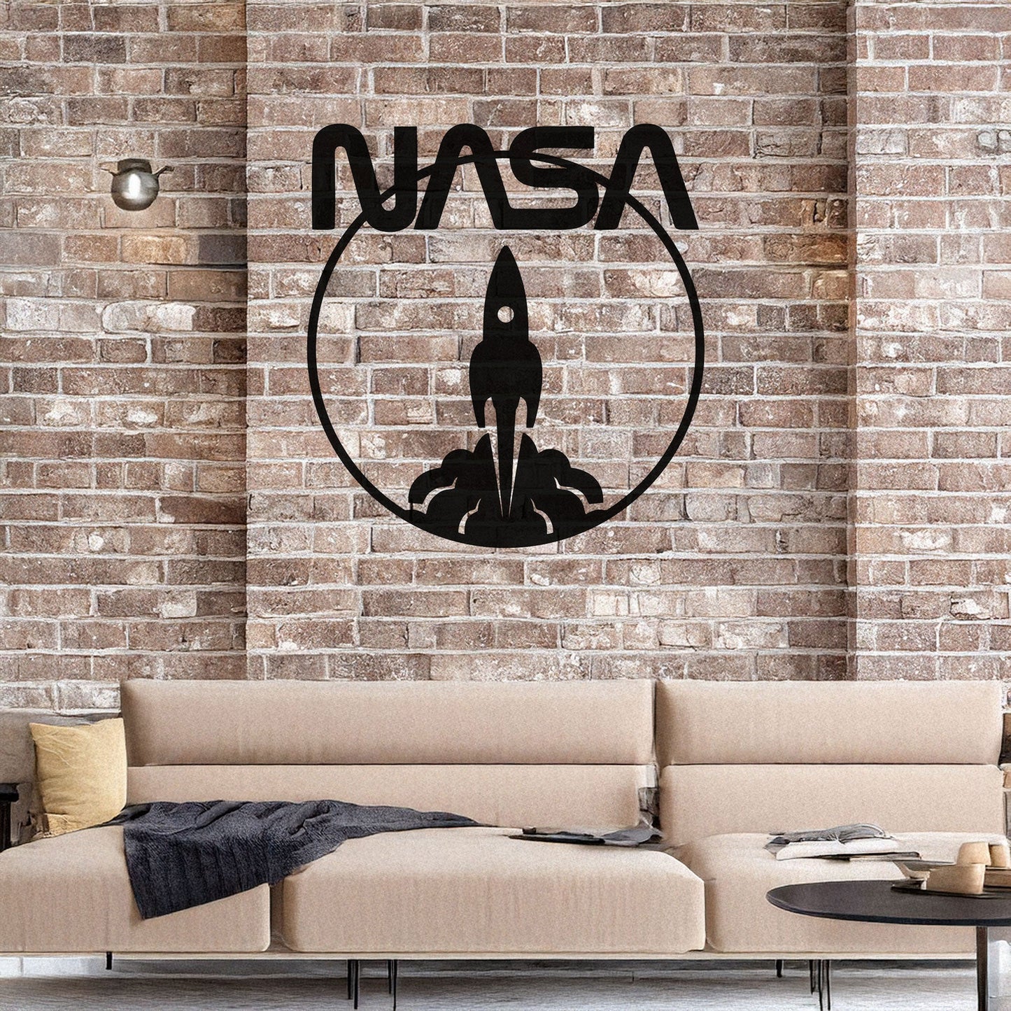 NASA Logo Metal Wall Art with Space Shuttle Design - Laser Cut Black Wall Decor, Gift for Space Enthusiasts, 3 Sizes Available