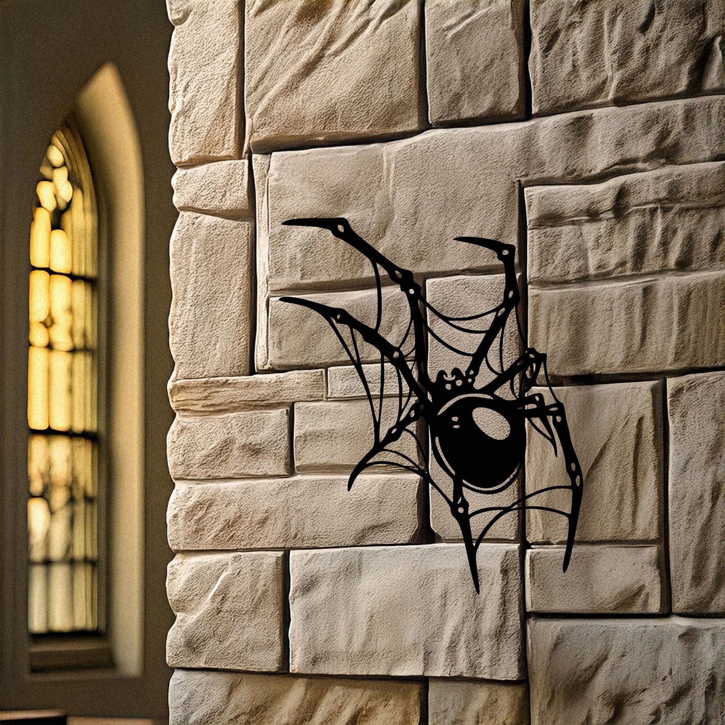 Spider Metal Wall Art - Laser Cut Black Wall Decor for Halloween, Gothic, or Nature Themes, Available in 3 Sizes