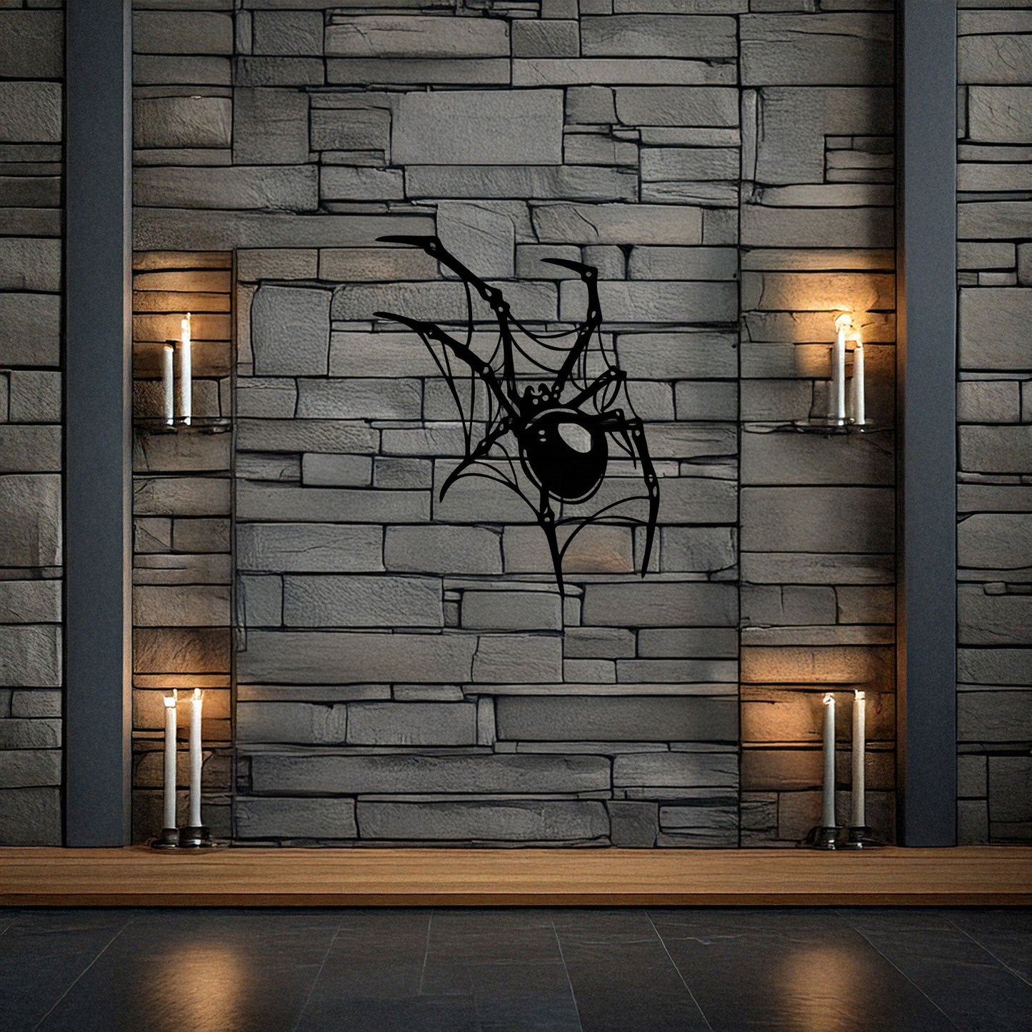 Spider Metal Wall Art - Laser Cut Black Wall Decor for Halloween, Gothic, or Nature Themes, Available in 3 Sizes