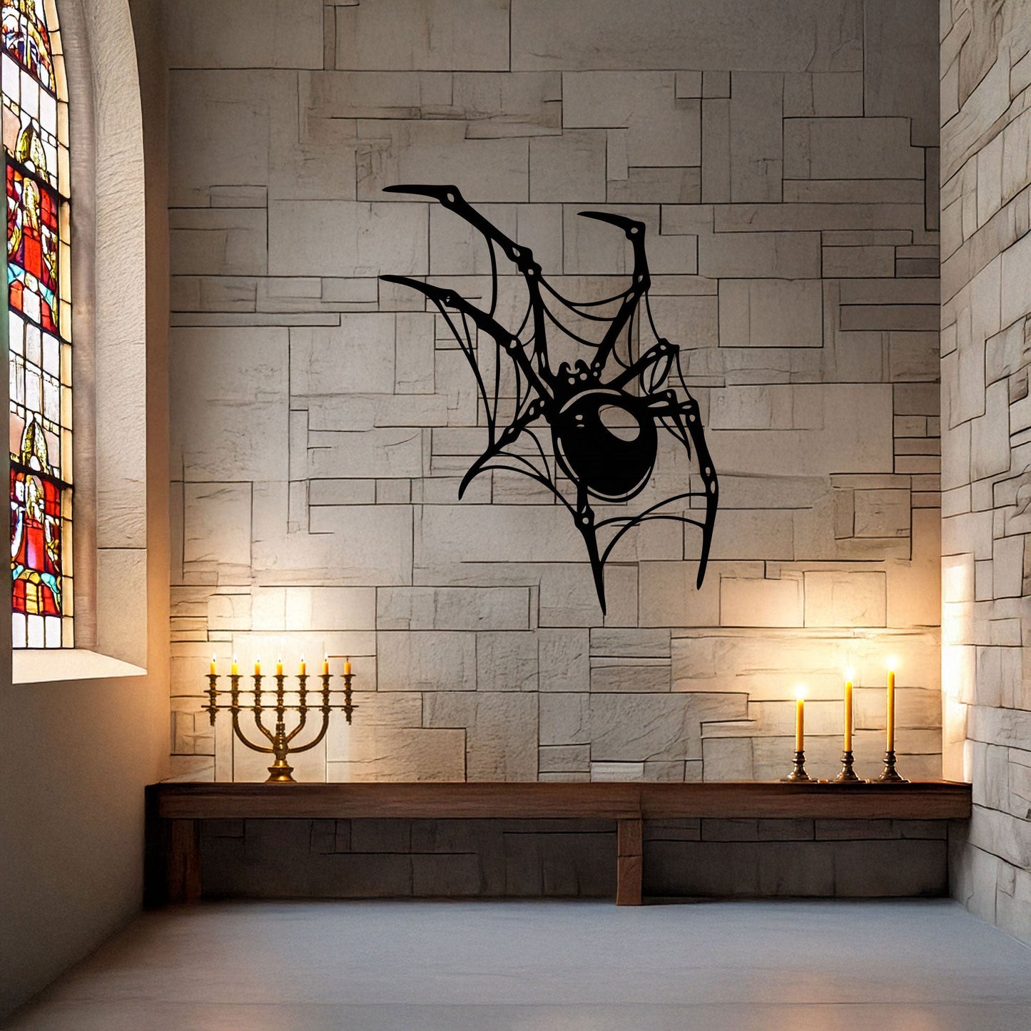 Spider Metal Wall Art - Laser Cut Black Wall Decor for Halloween, Gothic, or Nature Themes, Available in 3 Sizes