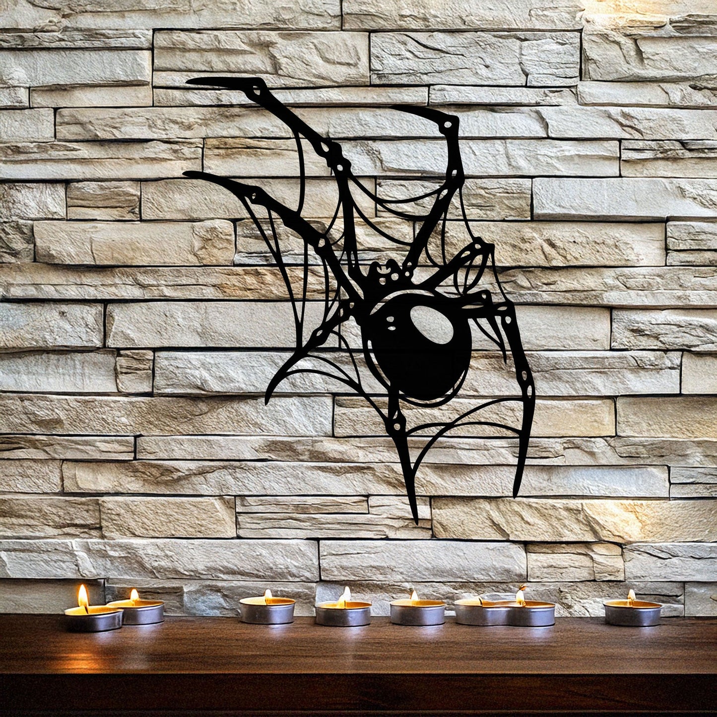 Spider Metal Wall Art - Laser Cut Black Wall Decor for Halloween, Gothic, or Nature Themes, Available in 3 Sizes