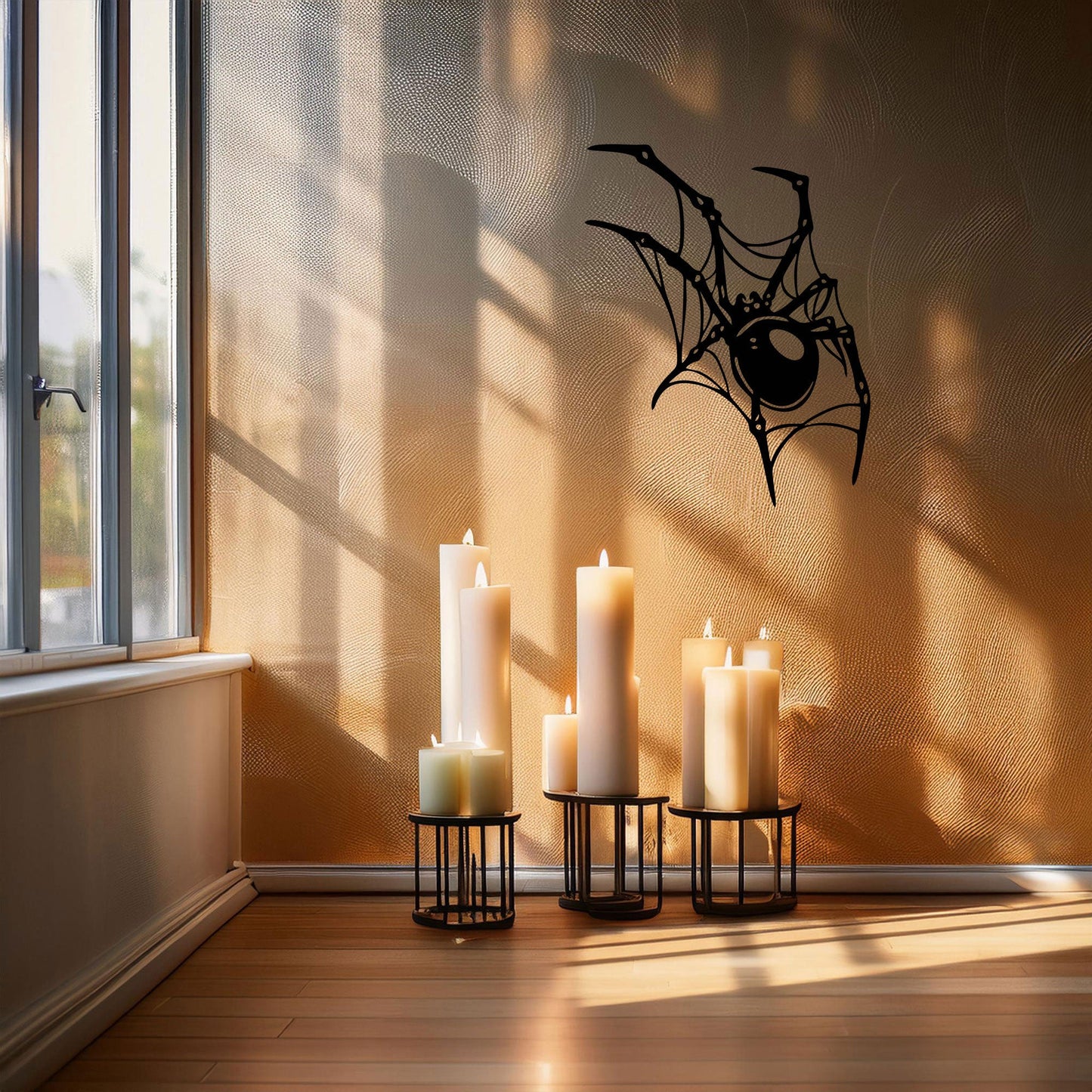 Spider Metal Wall Art - Laser Cut Black Wall Decor for Halloween, Gothic, or Nature Themes, Available in 3 Sizes
