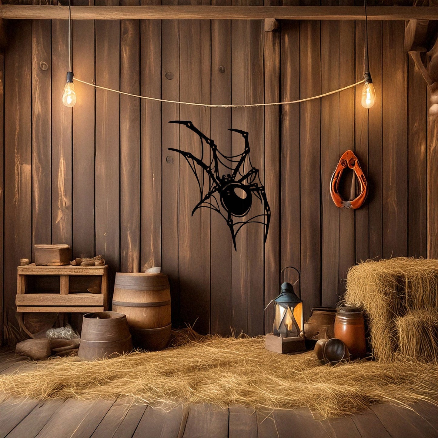 Spider Metal Wall Art - Laser Cut Black Wall Decor for Halloween, Gothic, or Nature Themes, Available in 3 Sizes