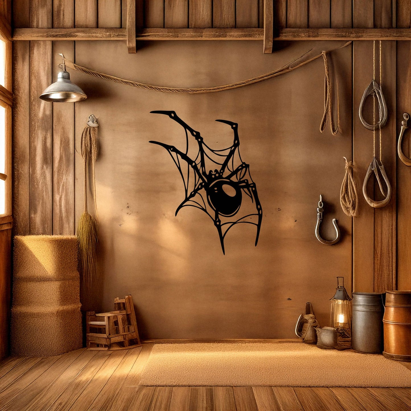 Spider Metal Wall Art - Laser Cut Black Wall Decor for Halloween, Gothic, or Nature Themes, Available in 3 Sizes