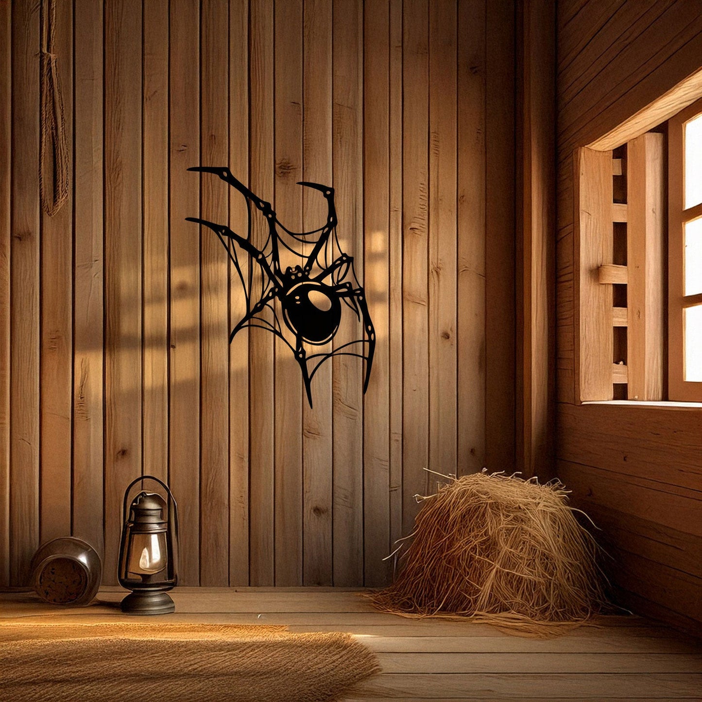 Spider Metal Wall Art - Laser Cut Black Wall Decor for Halloween, Gothic, or Nature Themes, Available in 3 Sizes