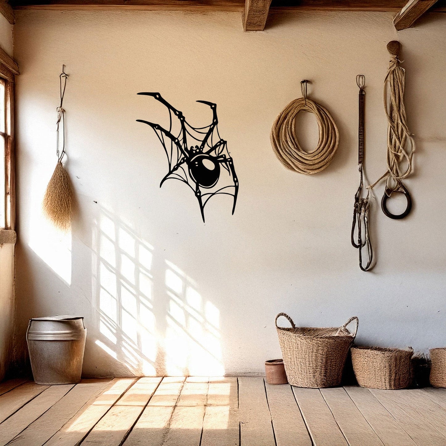 Spider Metal Wall Art - Laser Cut Black Wall Decor for Halloween, Gothic, or Nature Themes, Available in 3 Sizes