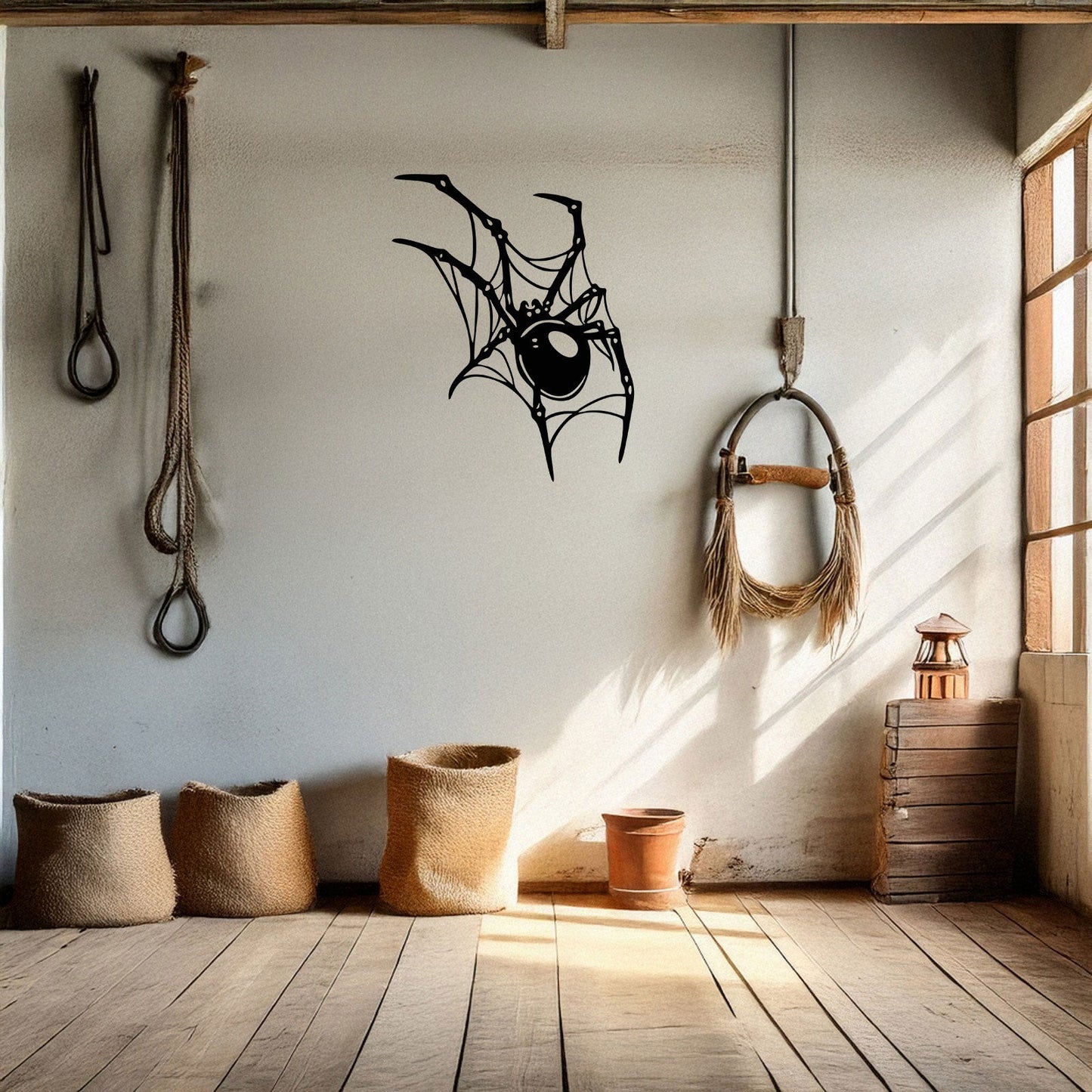 Spider Metal Wall Art - Laser Cut Black Wall Decor for Halloween, Gothic, or Nature Themes, Available in 3 Sizes
