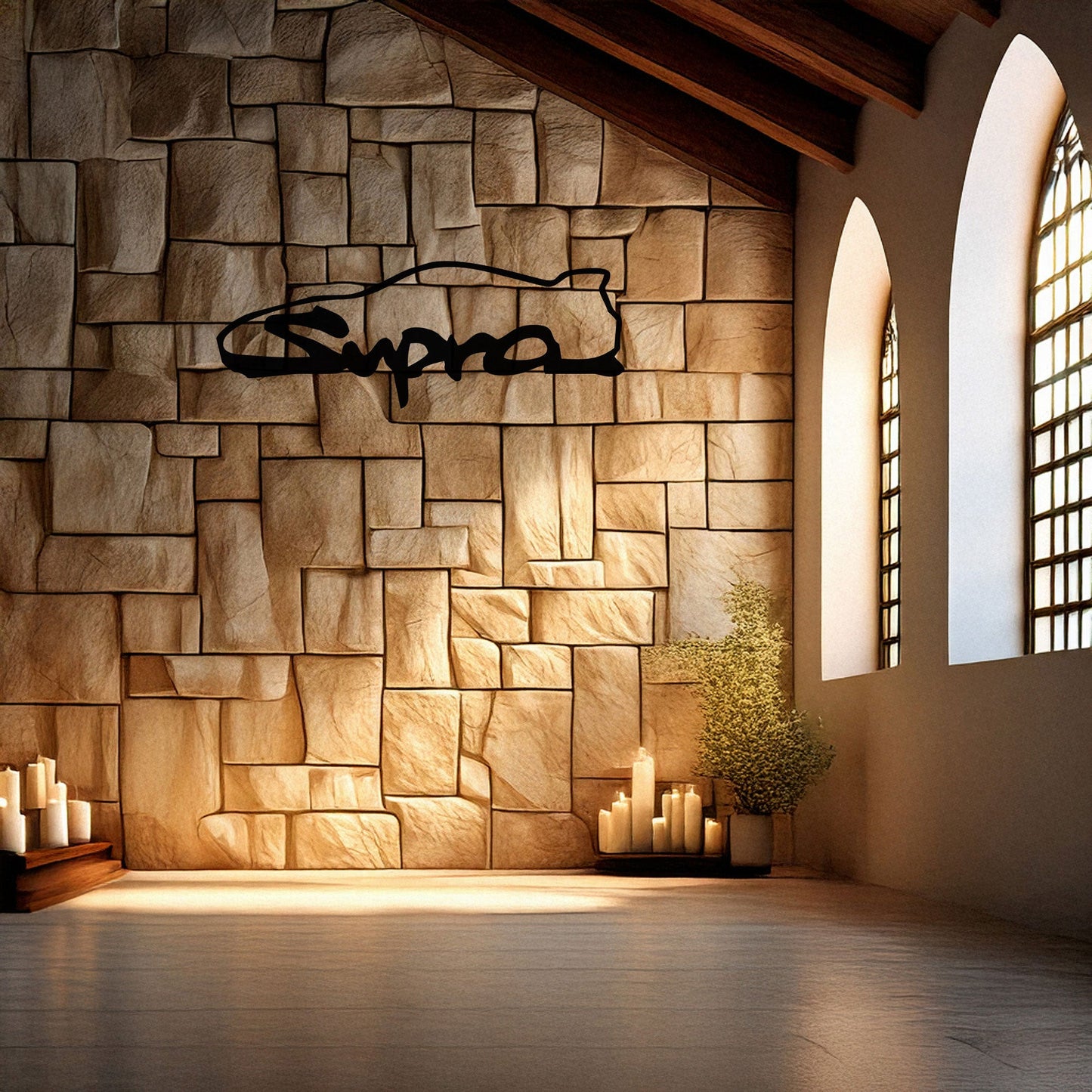 Toyota Supra Metal Wall Art - Laser Cut Black Metal Decor for Car Enthusiasts, Available in 3 Sizes