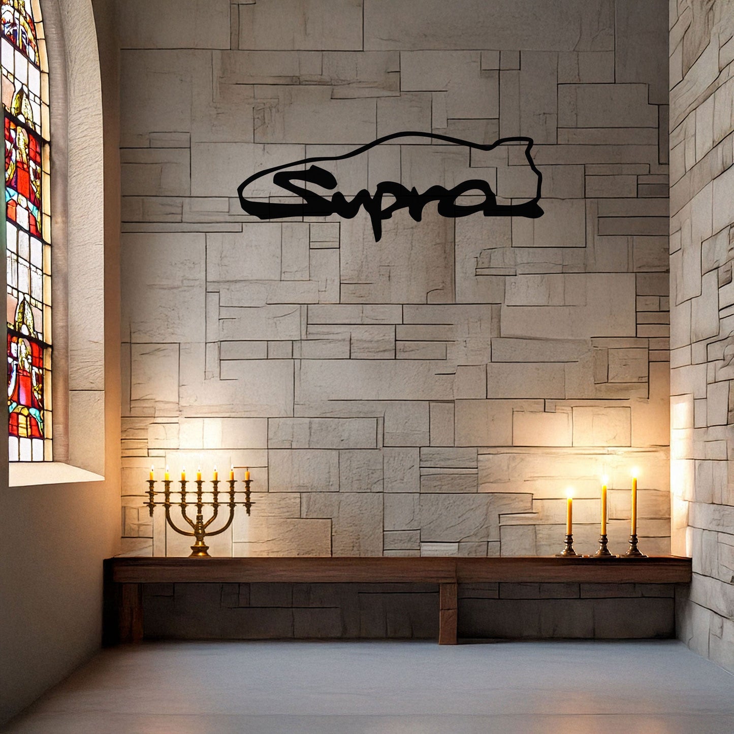 Toyota Supra Metal Wall Art - Laser Cut Black Metal Decor for Car Enthusiasts, Available in 3 Sizes