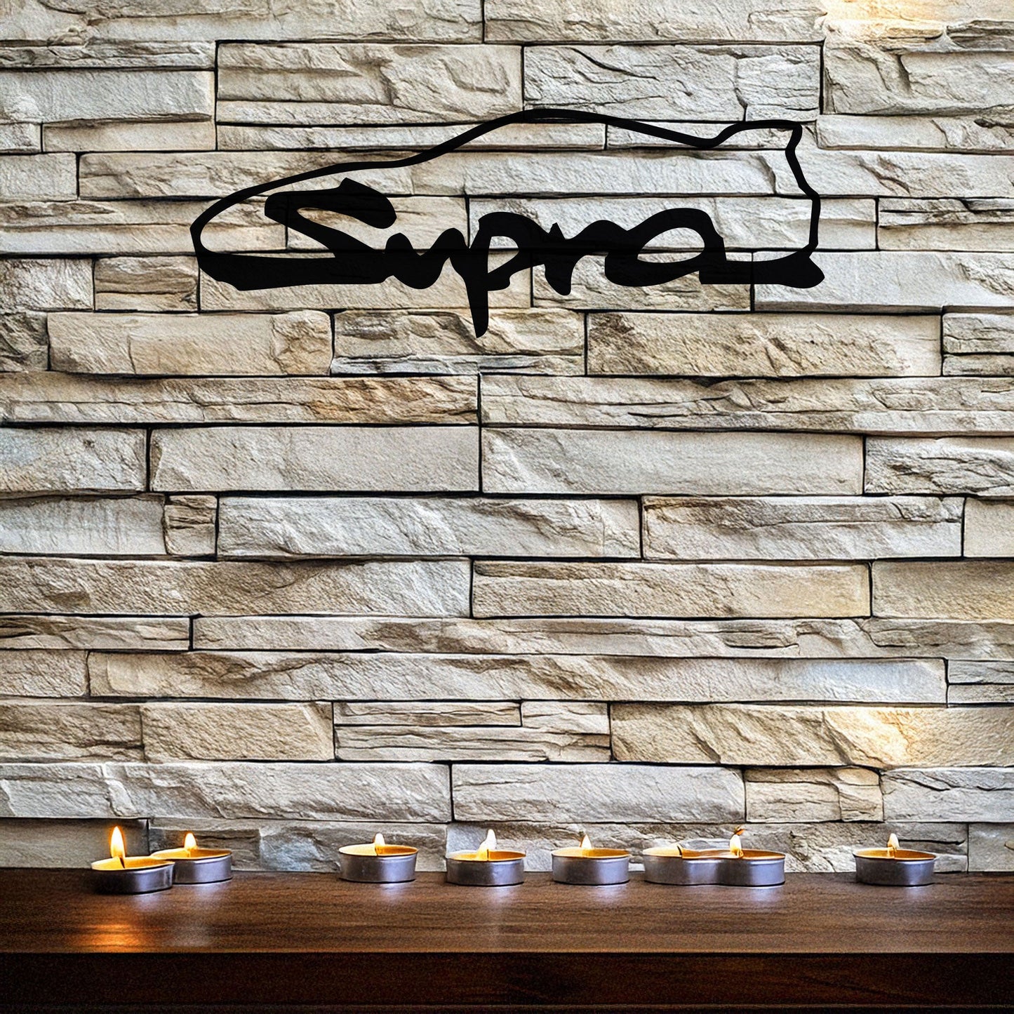 Toyota Supra Metal Wall Art - Laser Cut Black Metal Decor for Car Enthusiasts, Available in 3 Sizes