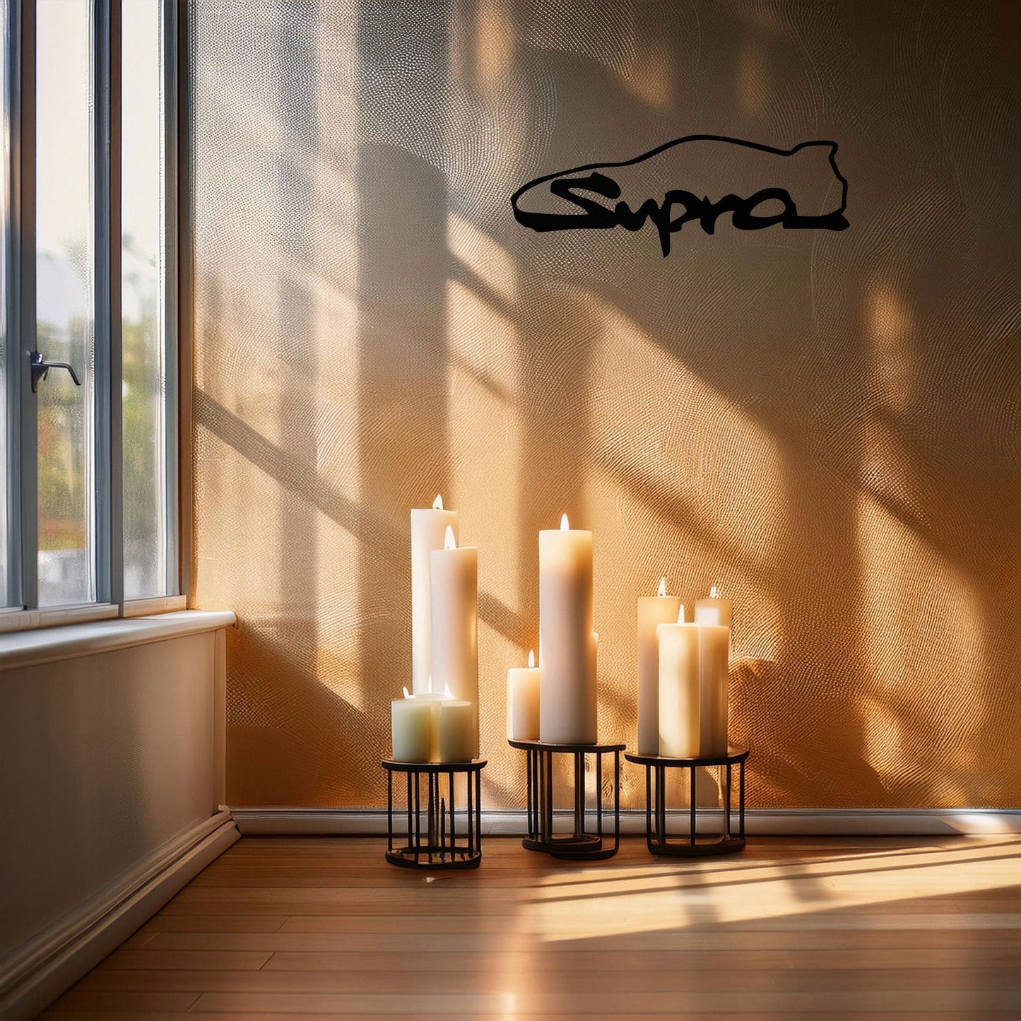 Toyota Supra Metal Wall Art - Laser Cut Black Metal Decor for Car Enthusiasts, Available in 3 Sizes
