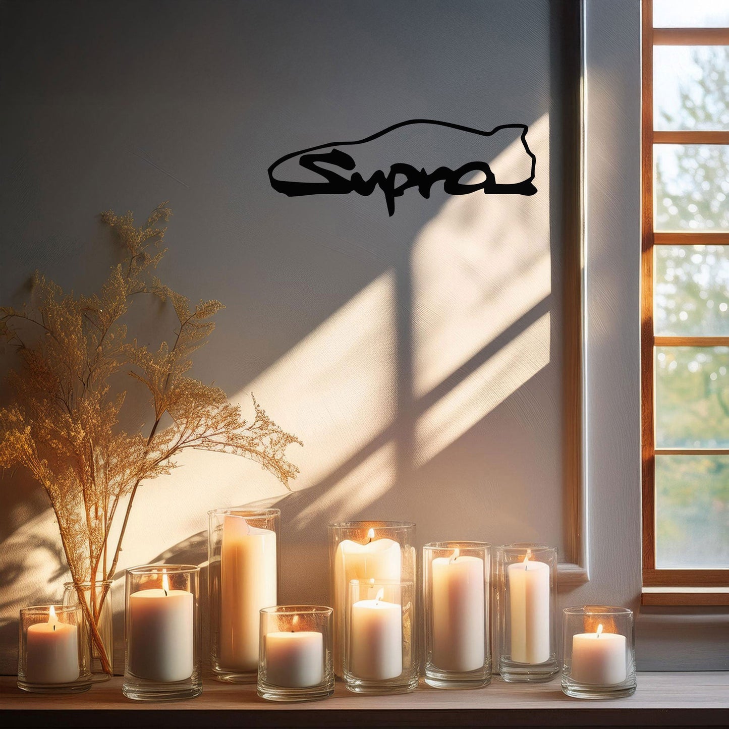 Toyota Supra Metal Wall Art - Laser Cut Black Metal Decor for Car Enthusiasts, Available in 3 Sizes