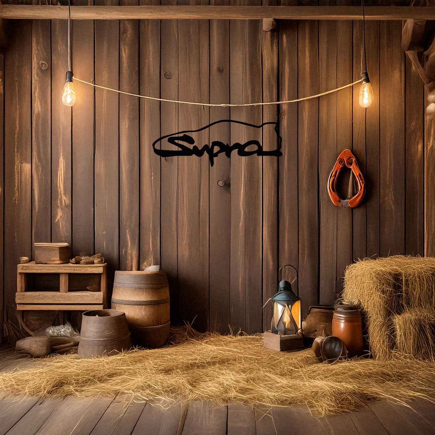 Toyota Supra Metal Wall Art - Laser Cut Black Metal Decor for Car Enthusiasts, Available in 3 Sizes