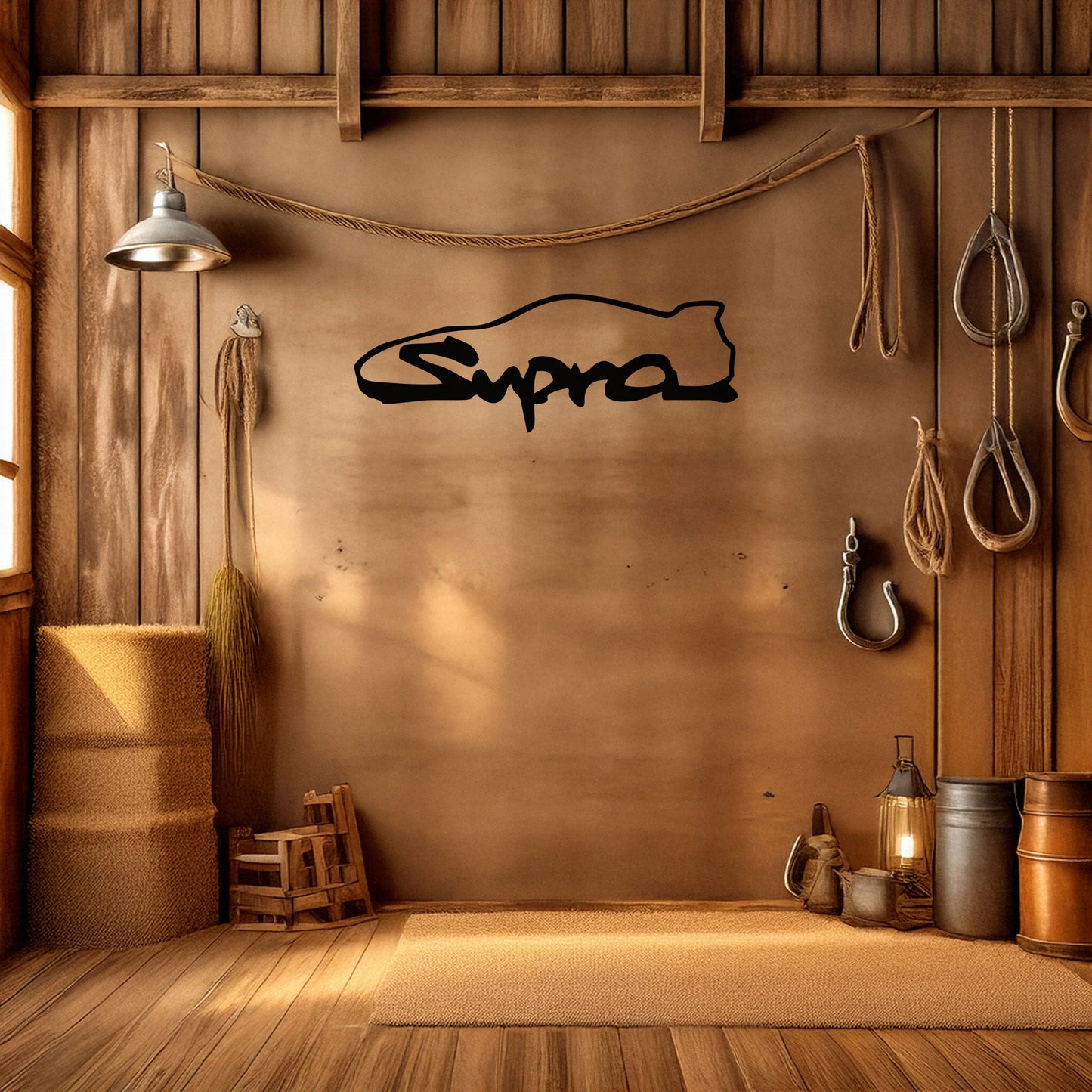 Toyota Supra Metal Wall Art - Laser Cut Black Metal Decor for Car Enthusiasts, Available in 3 Sizes